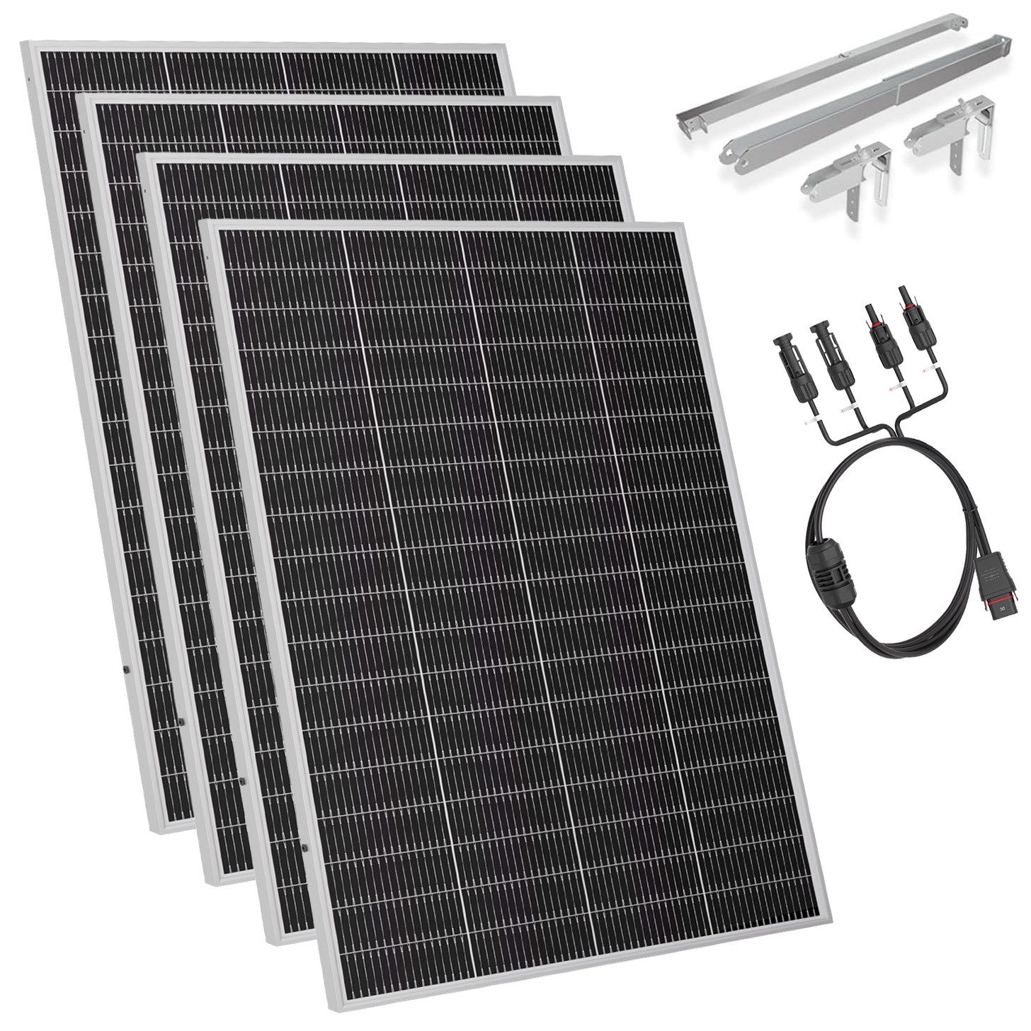Sunshare Solarmodul Ray Lite 400/800W Module mit MC4-Adapterkabel und Universalhalterung, 800 W, Monokristalline N-Typ TOPCon, (Solarmodul-Set), Kompakte N‑TOPCon‑Module mit verstellbarer Balkonhalterung