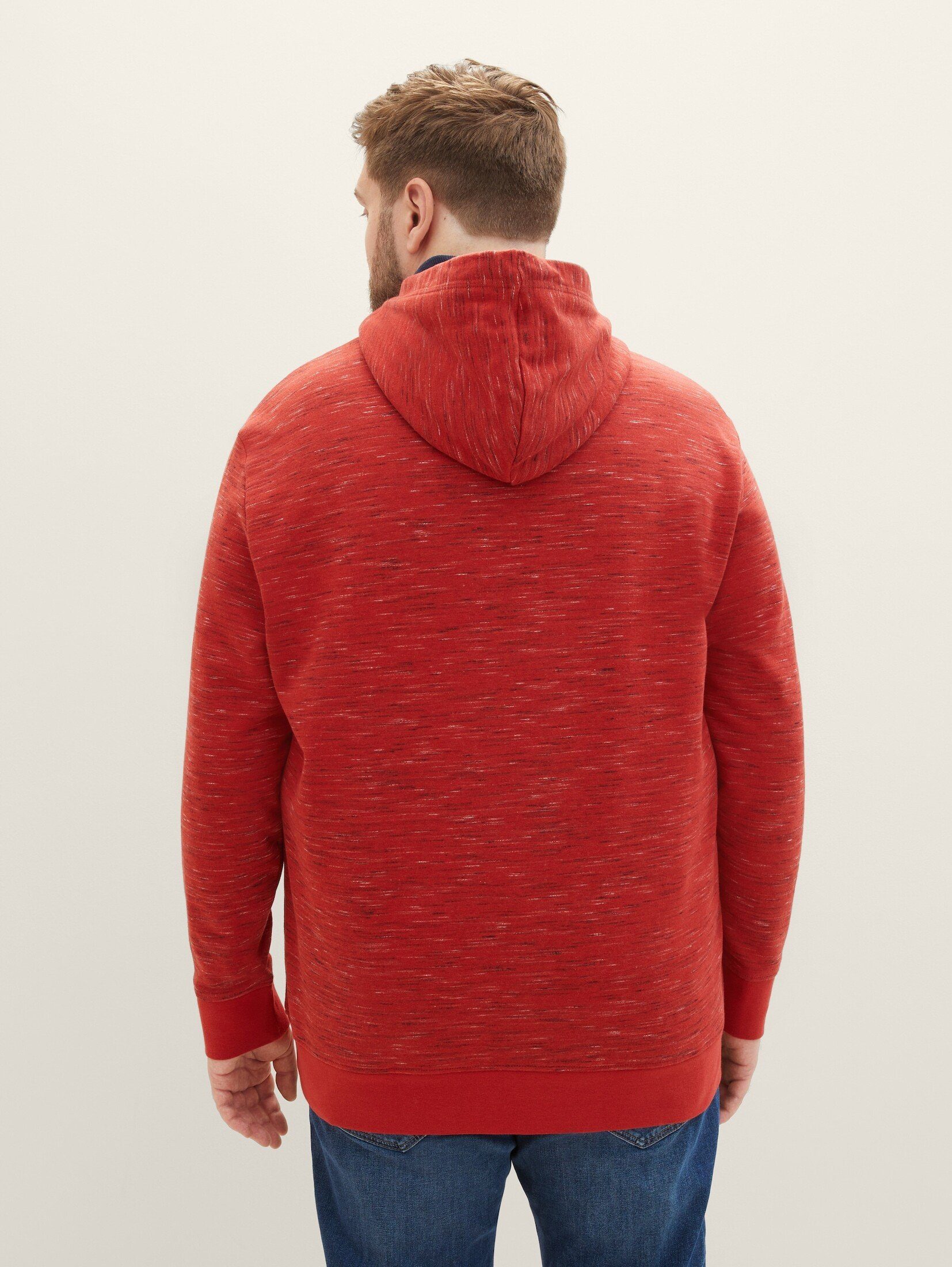 Hoodie red Plus PLUS TOM velvet TAILOR - spacedye Hoodie soft Gemusterter