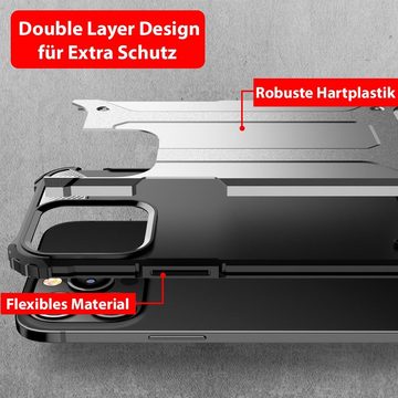 FITSU Handyhülle Outdoor Hülle für iPhone 14 Pro Max Schwarz, Robuste Handyhülle Outdoor Case stabile Schutzhülle mit Eckenschutz