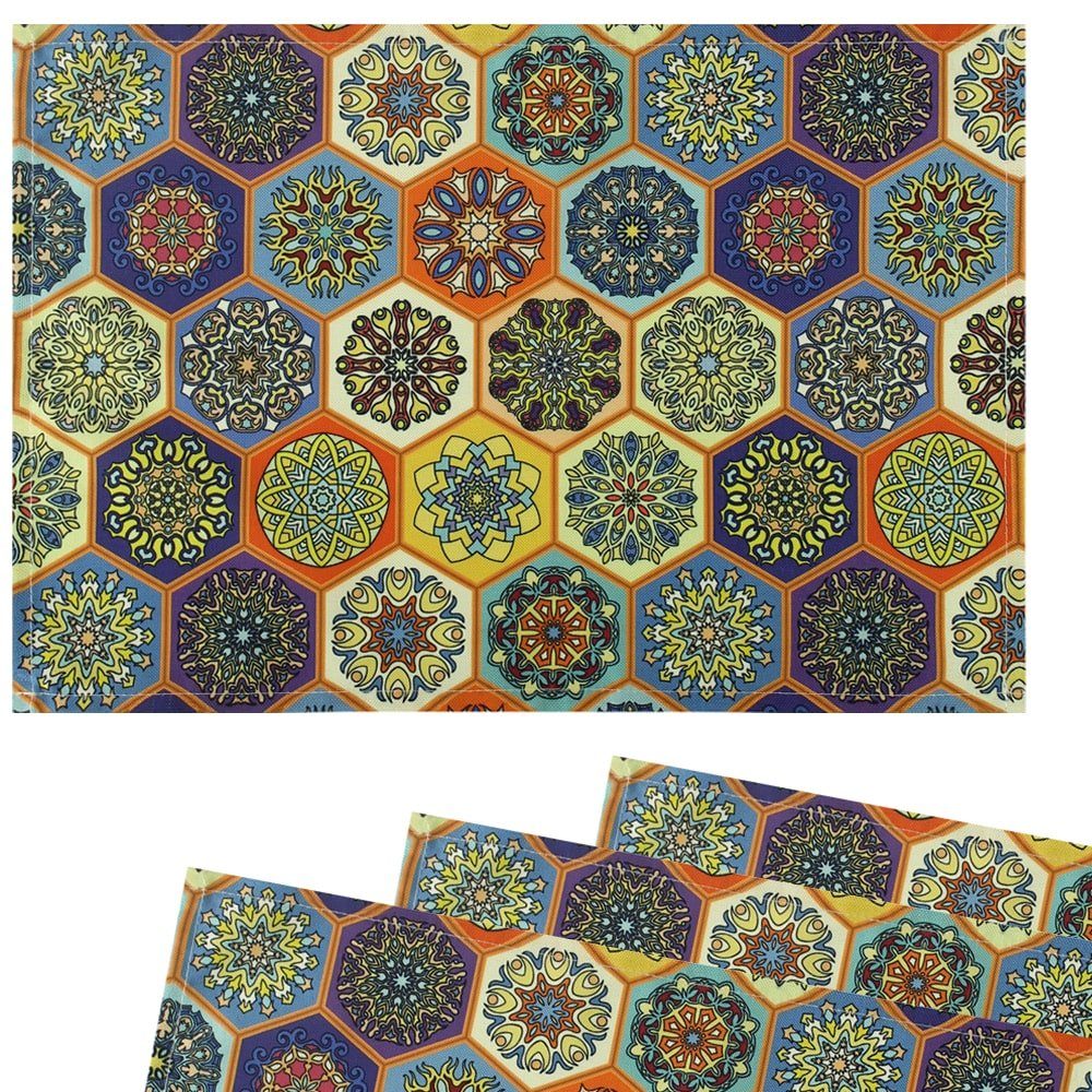 Platzset, Tischsets Textil CLOTH Fliesen Mosaik Muster 4er Set 45x30 cm, matches21 HOME & HOBBY, (4-St)