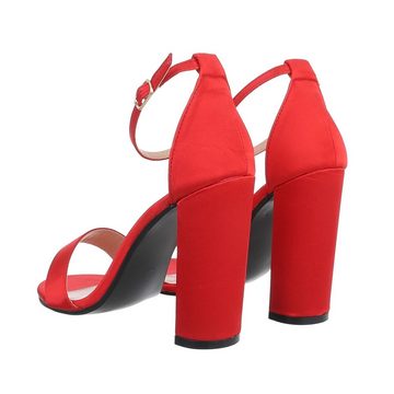 Ital-Design Damen Abendschuhe Elegant Sandalette Blockabsatz Sandalen & Sandaletten in Rot