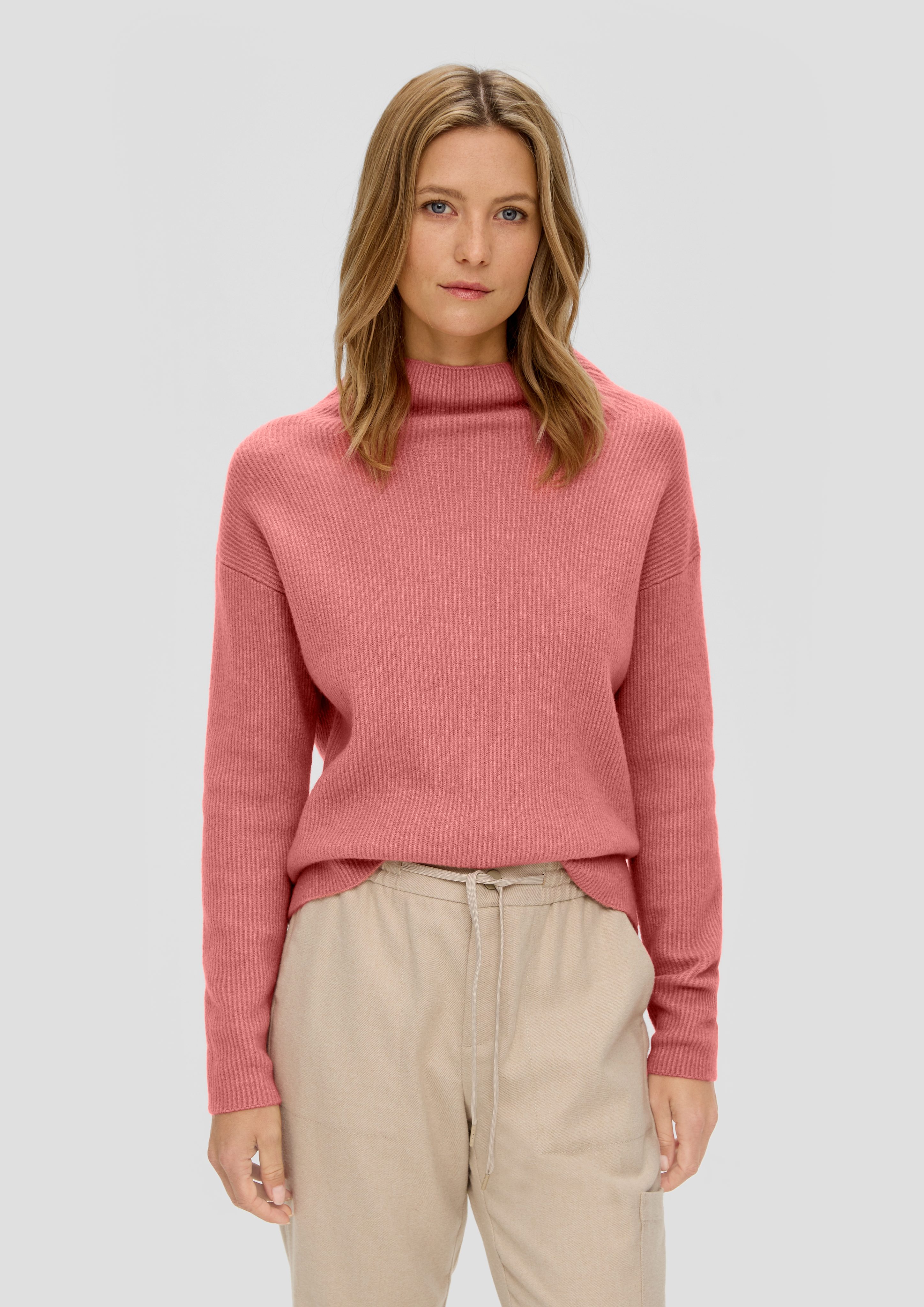 Komiseup Damen Pullover Rippstrick - Weich Langarmshirt Rundhals/V-Ausschnitt