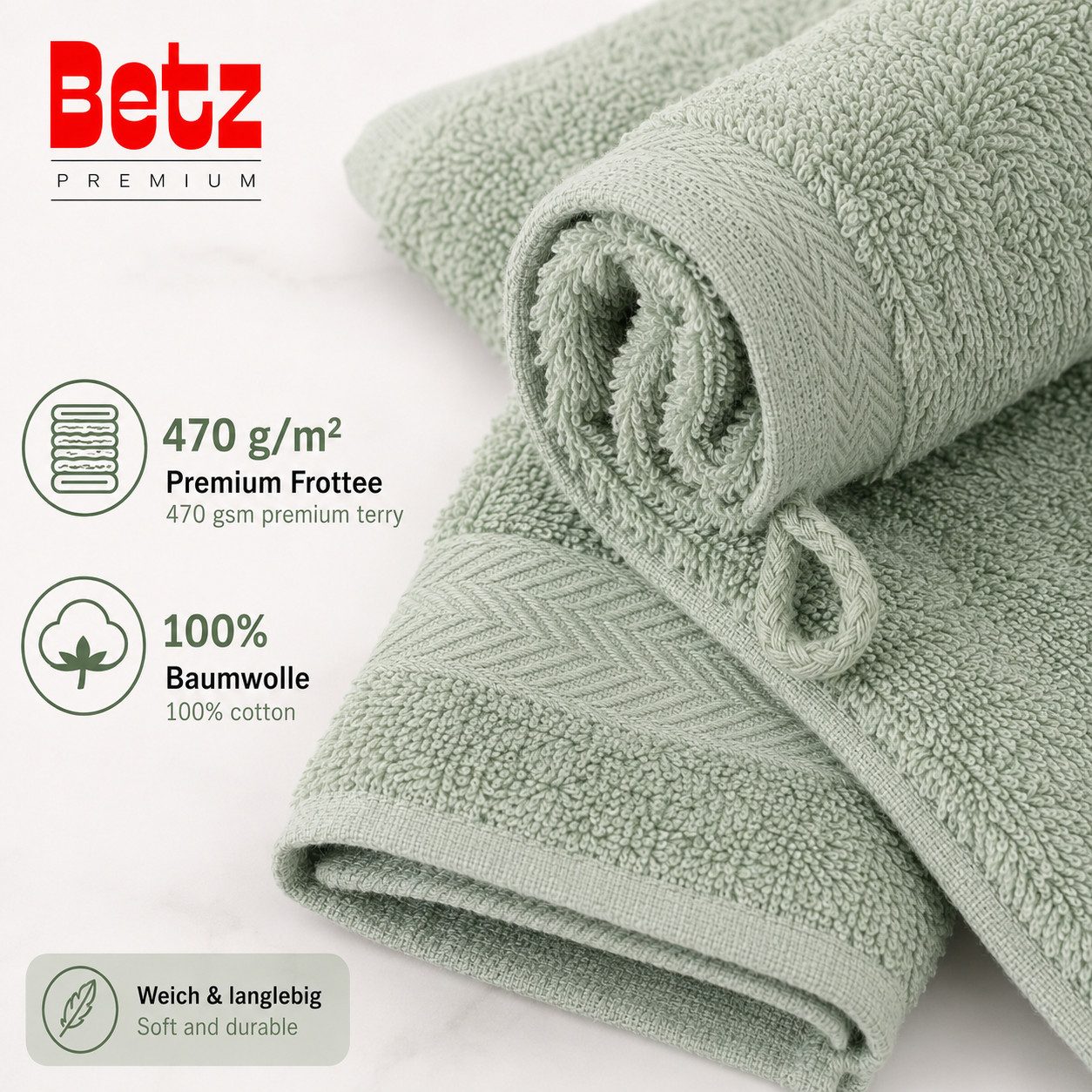 Betz Waschhandschuh 10-tlg. PREMIUM Größe 16 cmx21 cm, Baumwolle (Set, 10-St), 100% baumwolle – Bild 3 von 5