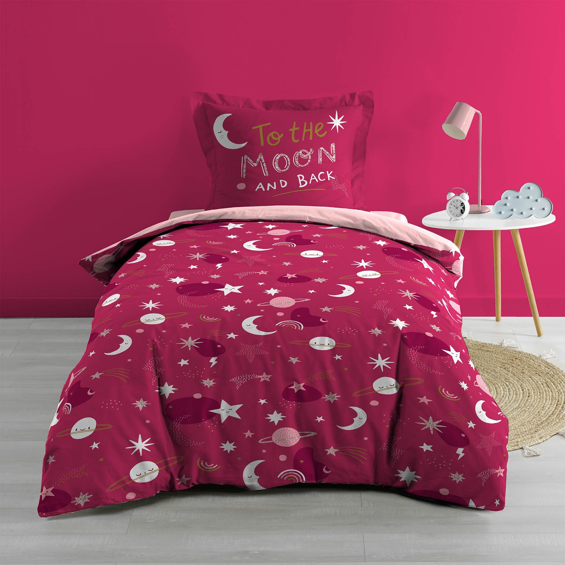 dynamic24 Постельное белье, Jersey, 2 teilig, Baumwolle 140x200cm, 63x63cm pink