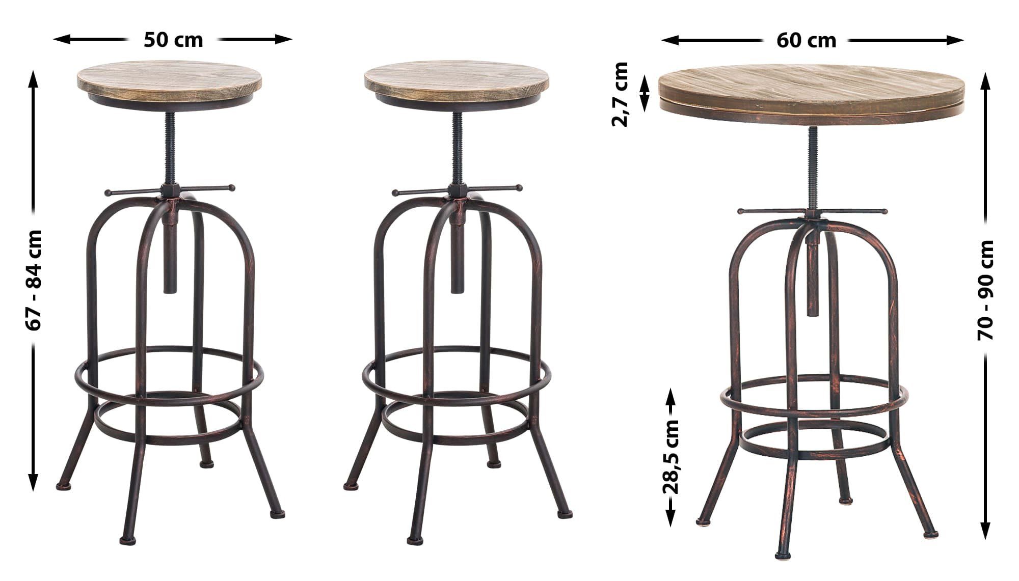CLP Sitzgruppe Hulton, Stehtisch& 2 Barhocker, Industrial, verstellbar