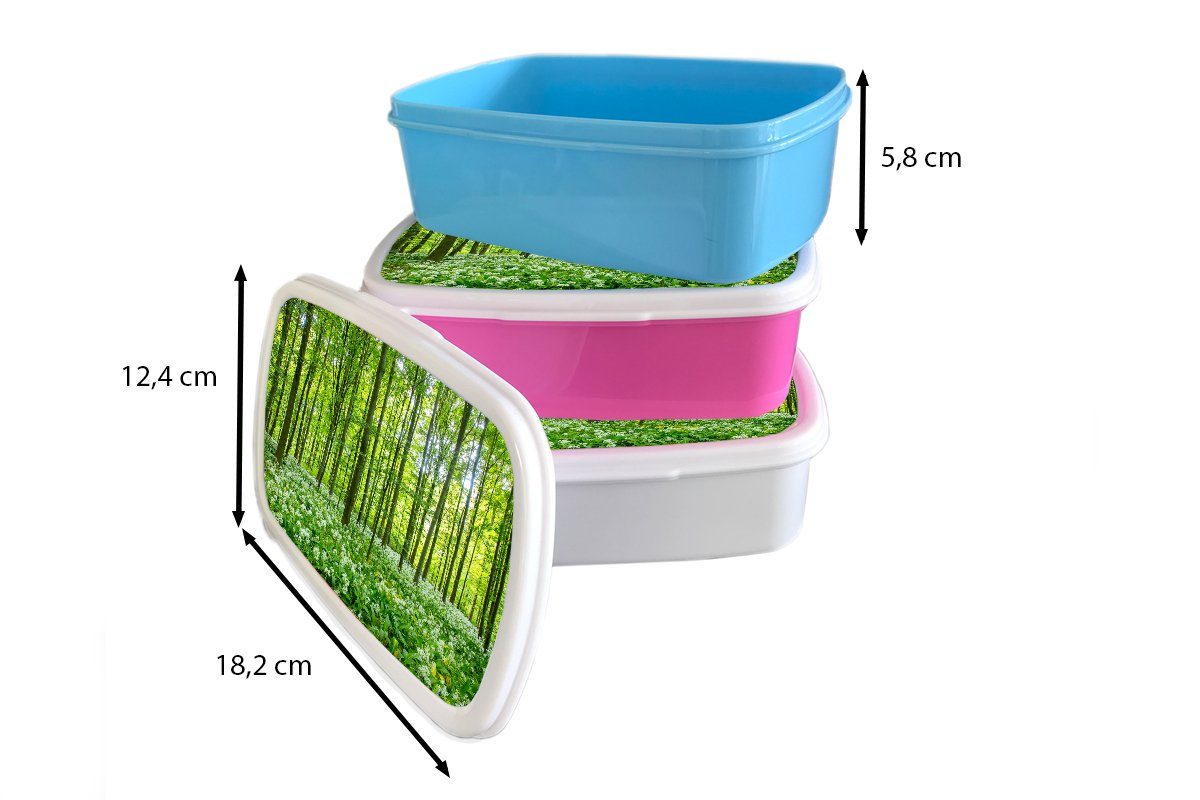 Snackbox, für Wald (2-tlg), MuchoWow rosa Kunststoff Erwachsene, Kunststoff, Grün, - Lunchbox Kinder, Bäume Mädchen, Brotdose Brotbox -