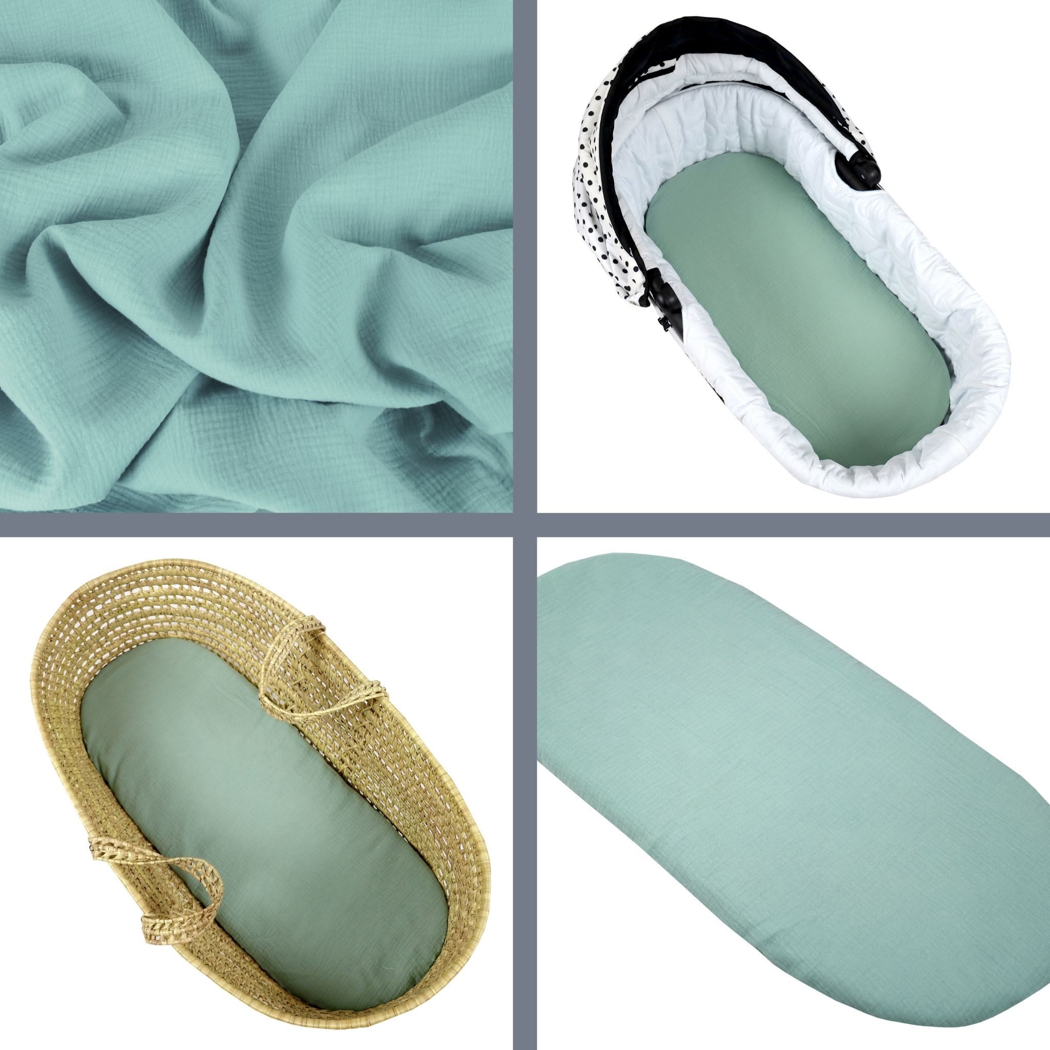 BabyLux Spannbettlaken Musselin Set – 3er Pack 40x80 cm für Kinderwagen Stu günstig online kaufen