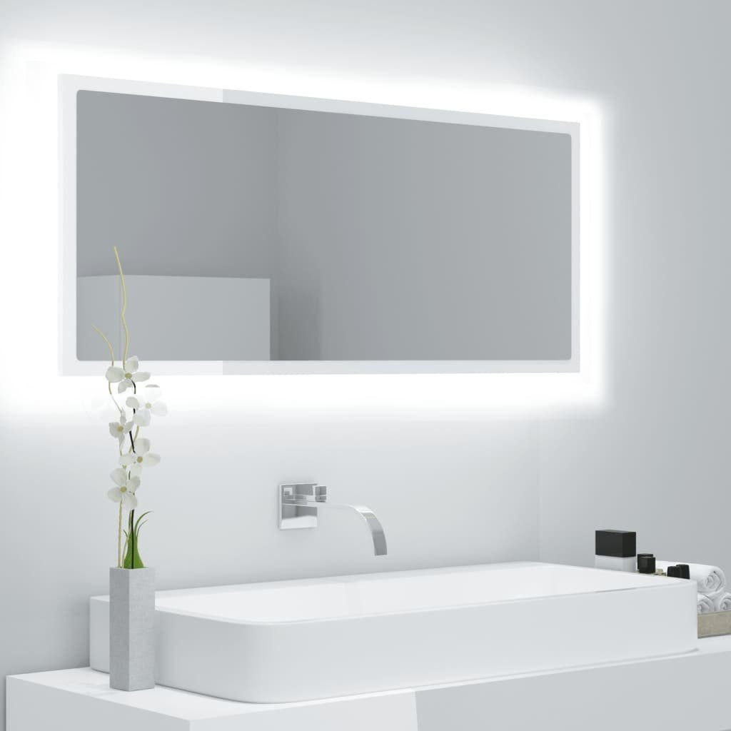 vidaXL Badezimmerspiegelschrank LED-Badspiegel Hochglanz-Weiß 100x8,5x37 cm Acryl (1-St)