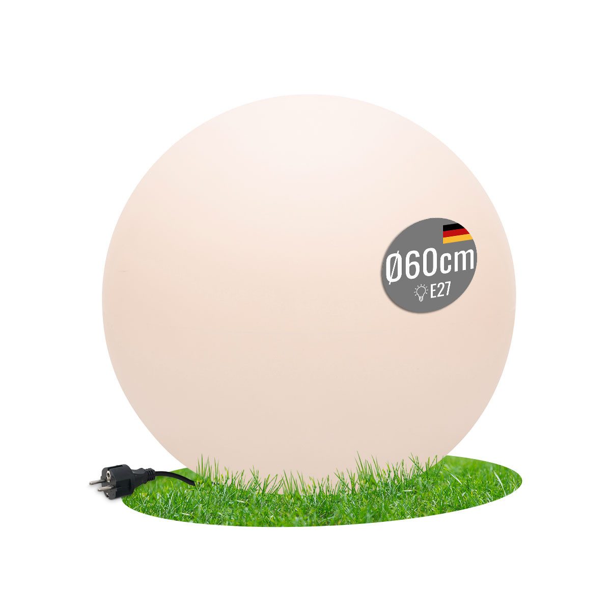 8 seasons design LED Kugelleuchte Shining Globe, Kugellampe für außen (Garten, Terrasse, Balkon), LED wechselbar, E27-Fassung, warmweißes Licht, große Dekolampe - robust & langlebig