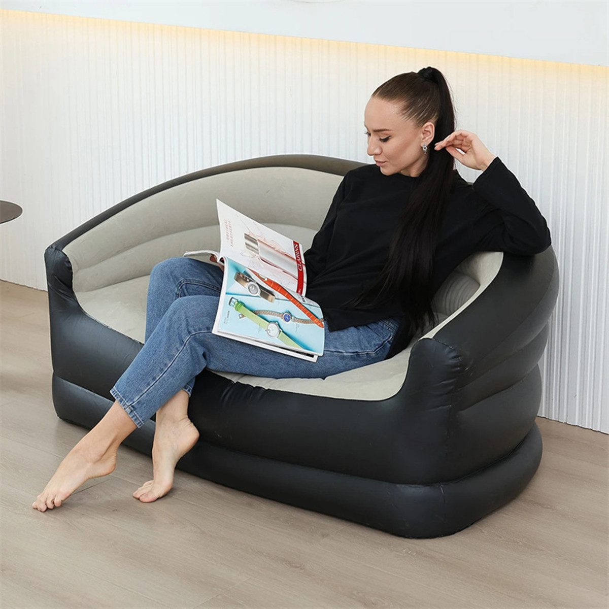 Insma Luftsofa Aufblasbares 2-Sitzer-Luftsessel Outdoor Luftsofa Camping Lounger, für Strand Garten Reisen, 135x84x60cm