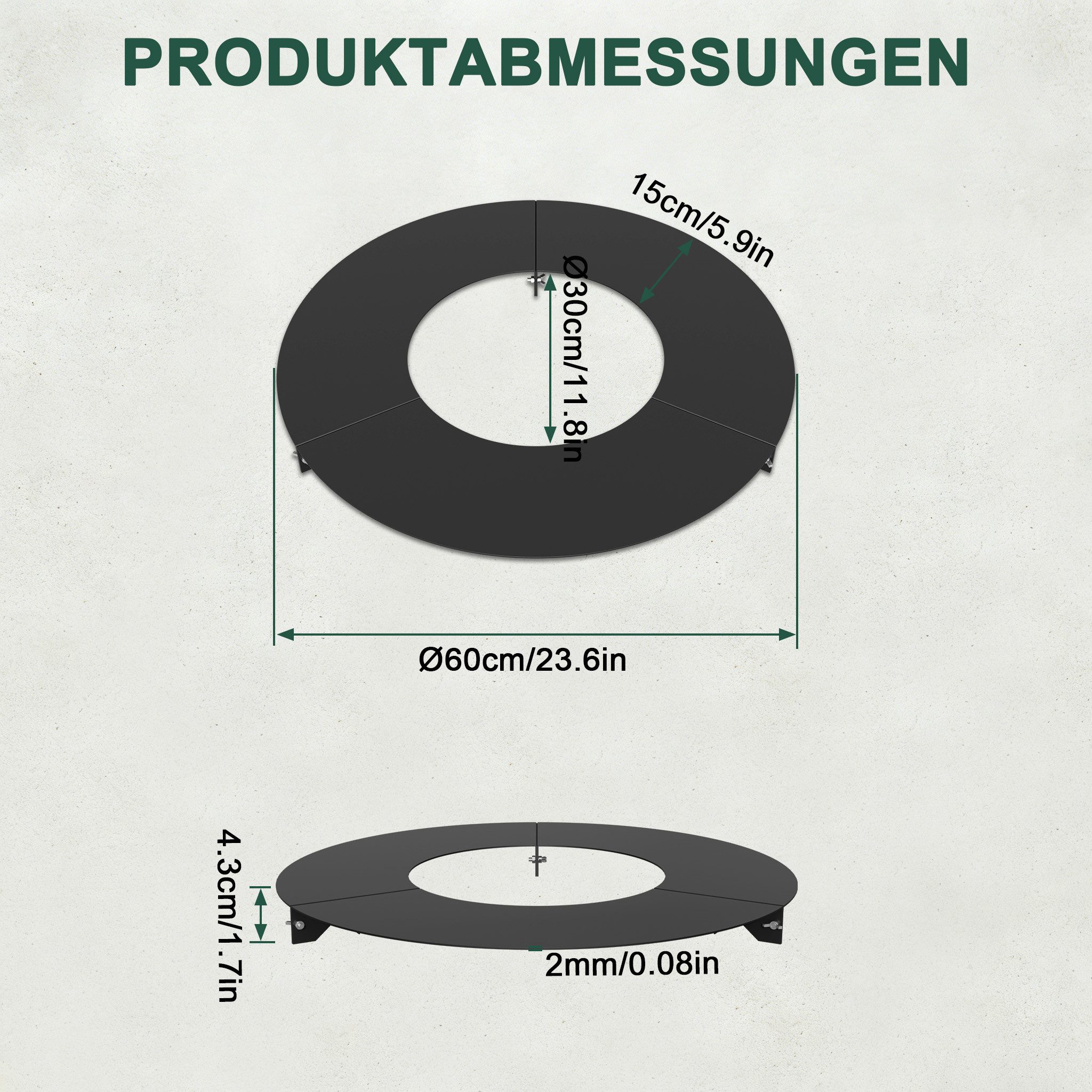 FIVMEN Beetumrandung Mähkante Rasenkante Baumring aus Stahl Gartenpflege, für Bäume & Sträucher, Mähroboter-kompatibel Gartendeko