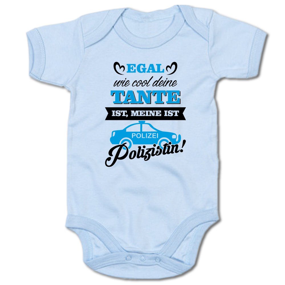 G-graphics Kurzarmbody Egal wie cool deine Tante ist, meine ist Polizistin! Baby Body mit Spruch / Motiv / Aufdruck • für/von Tante & Onkel