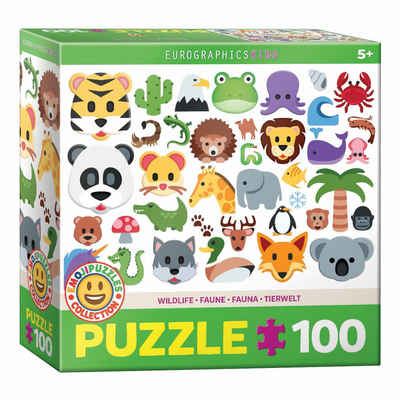EUROGRAPHICS Puzzle Emojipuzzle-Wildtiere, 100 Puzzleteile