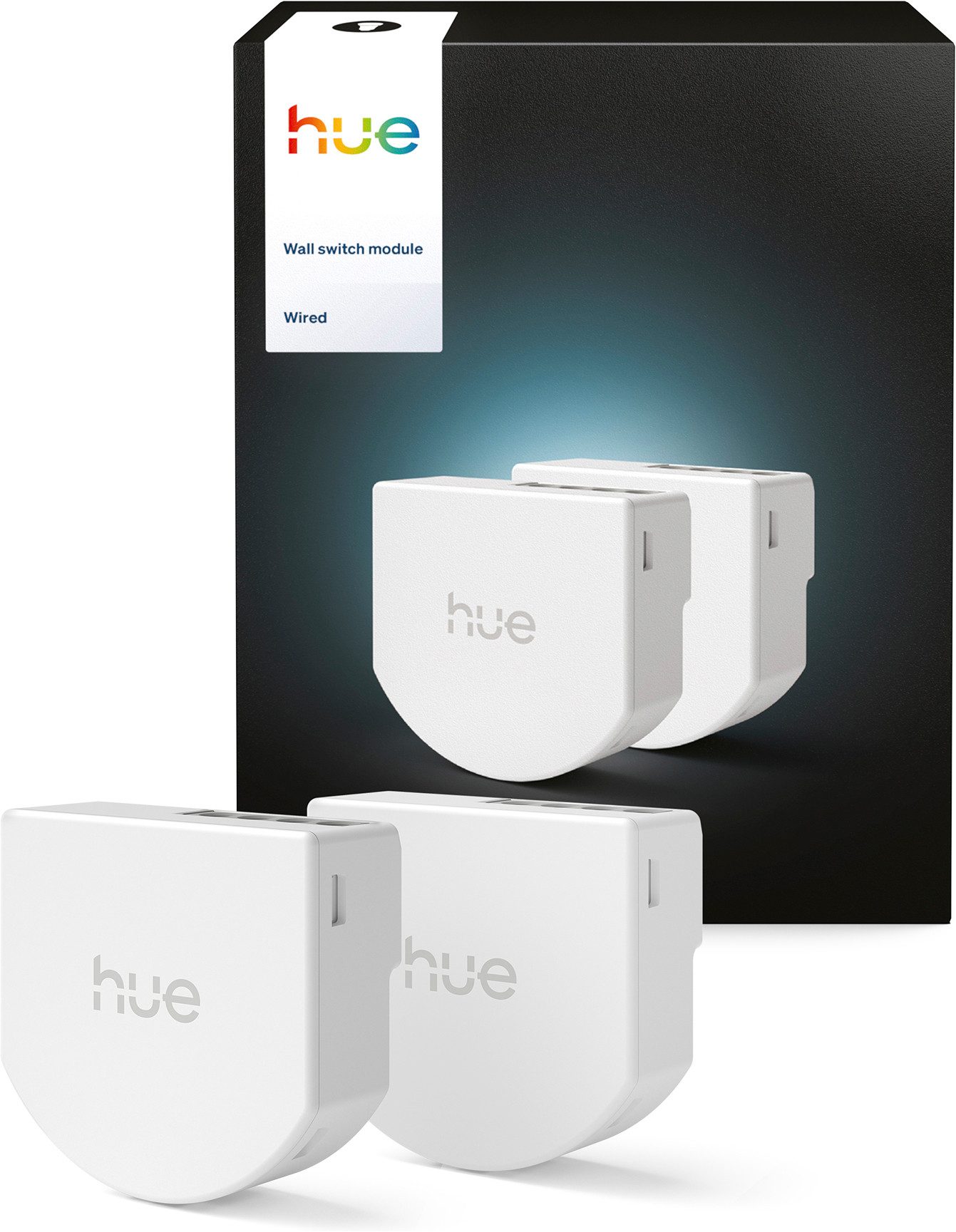 Philips Hue Schalter Wandschaltermodul, für Hue Lampen, Netzbetrieb (Packung, 2-St), Individuelle Steuerung, App‑ & Sprachsteuerung, 2er‑Pack