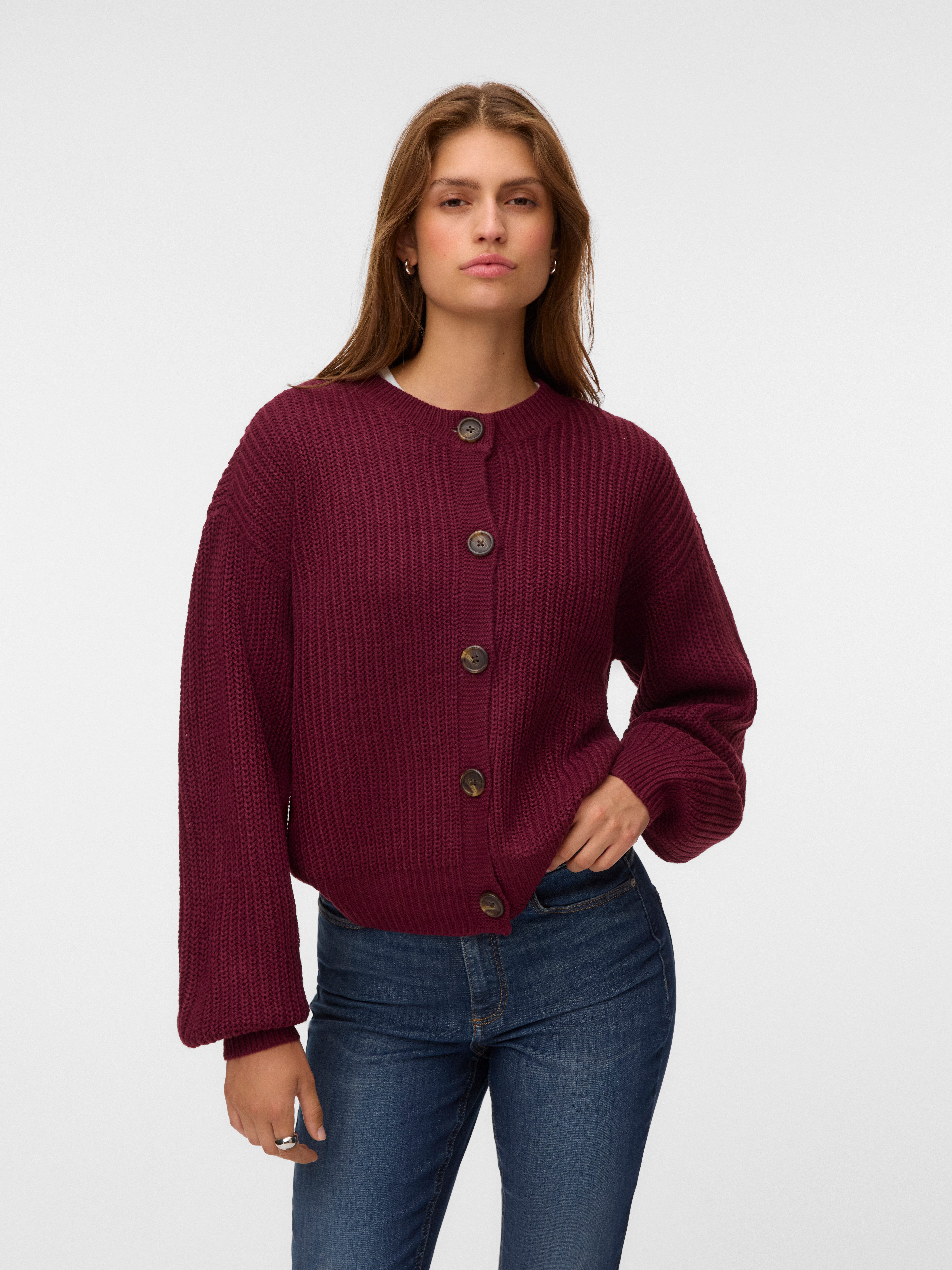 Vero Moda Strickjacke VMLEA LS O-NECK CARDIGAN NOOS Kunstfaser, loose fit