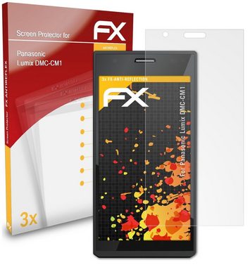 atFoliX Schutzfolie für Panasonic Lumix DMC-CM1, (3 Folien), Entspiegelnd und stoßdämpfend