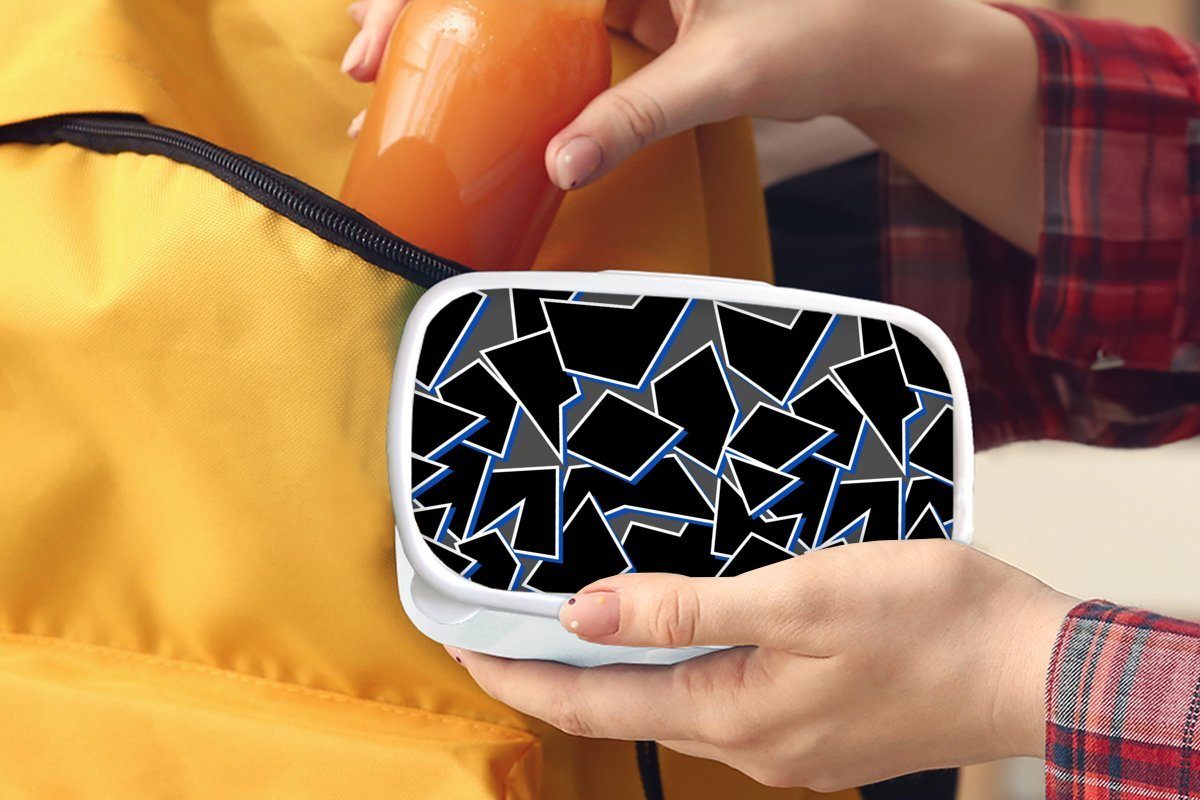 MuchoWow Lunchbox Formen - Geometrie für Schwarz Jungs Brotdose, Design, Mädchen Kunststoff, - weiß - Erwachsene, Brotbox und für und (2-tlg), Kinder