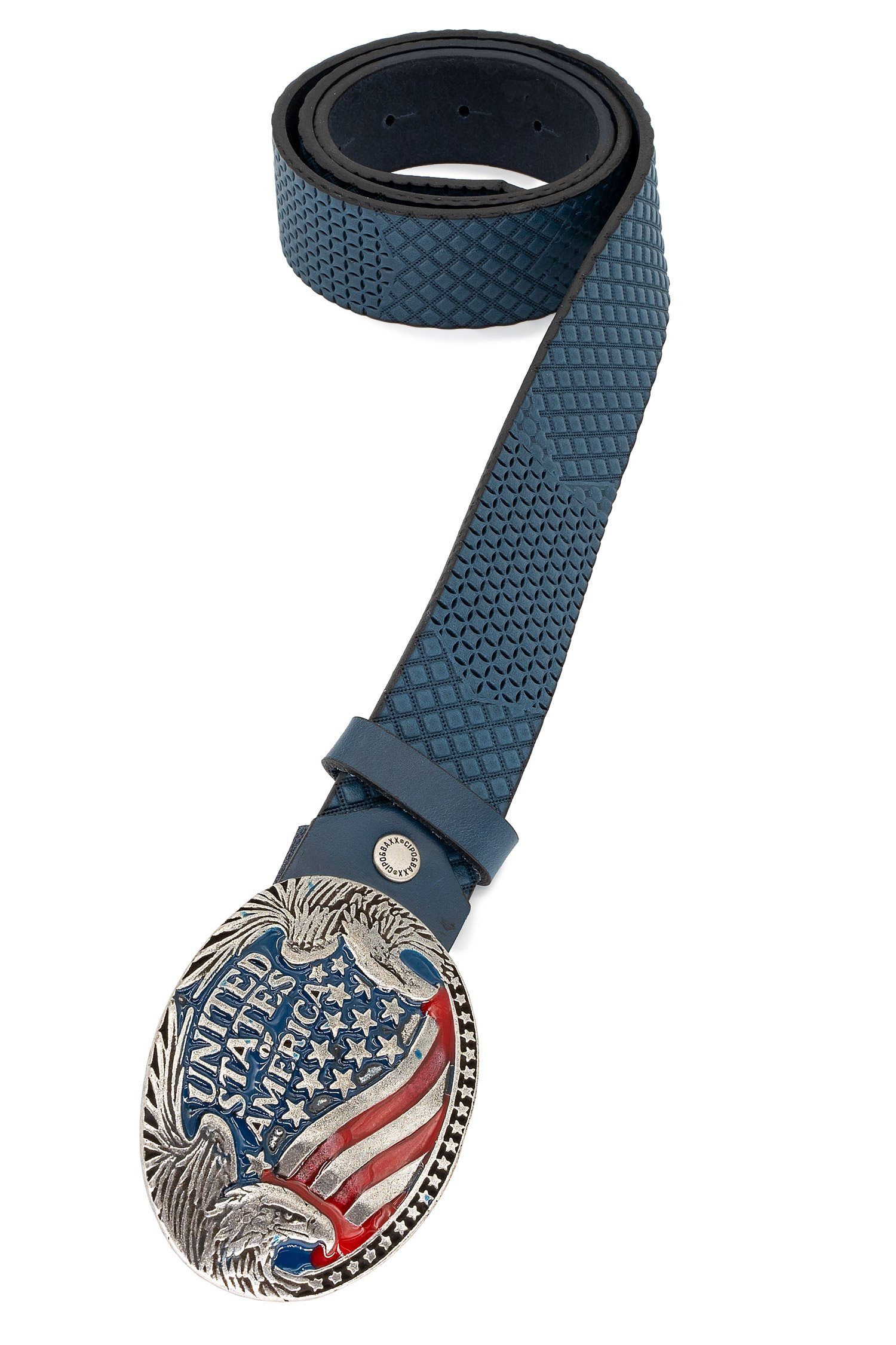 Cipo & Baxx Ledergürtel Herren Gürtel BA-CG197 (1-St) Schnalle in USA-Optik und Metall Patch