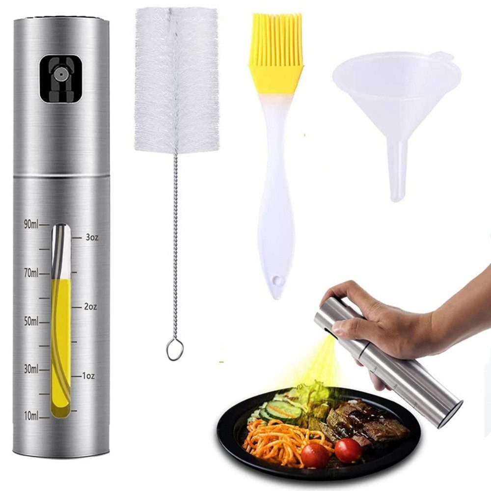 Ölspender Ölsprüher für Speiseöl Edelstahl 90ml Öl Sprühflasche für Kochen Grill