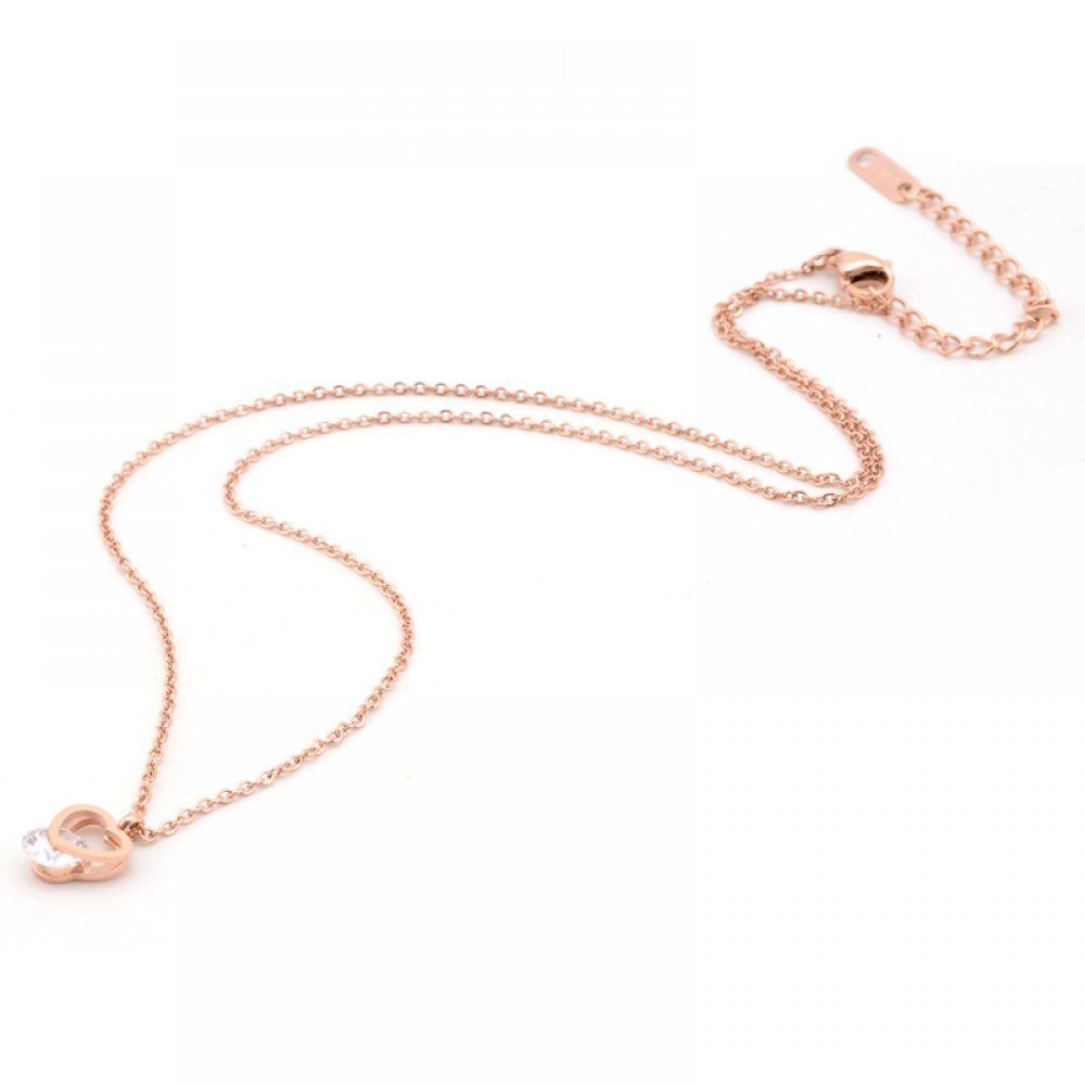 Invanter Lange Kette Roségold Diamanteinlage inkl. Geschenkbox, Halskette, Herzförmig inkl.Geschenkbo