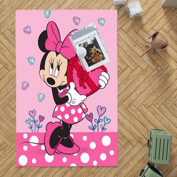 Kinderteppich Minnie Mouse Herz Spiel-Teppich 100x133, BERONAGE, rechteckig, Höhe: 10 mm, rutschfest