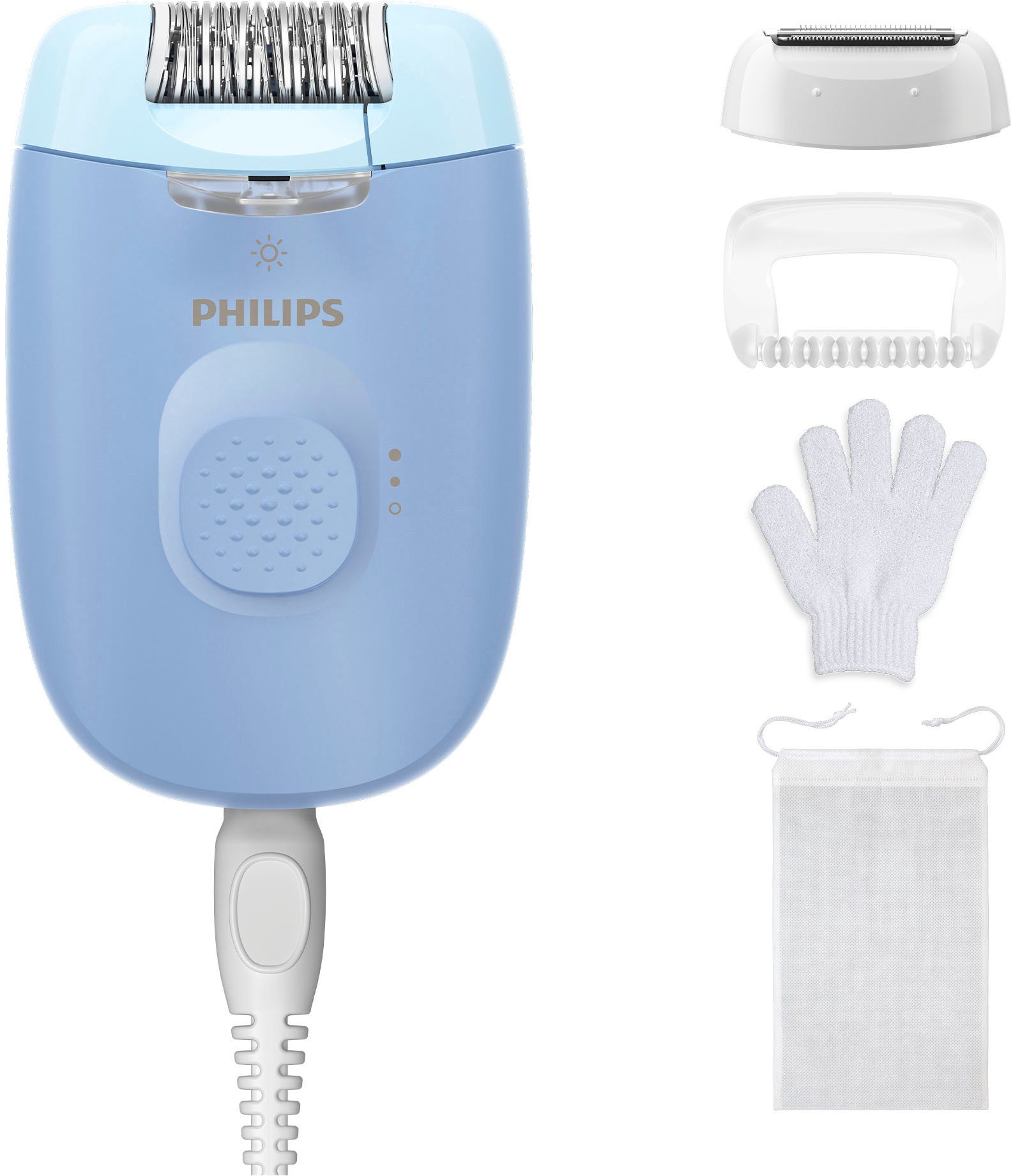 Philips Epilierer Series 4000, Aufsätze: 2 St., kompakter Epilierer mit Kabel und LED-Licht, inkl. Massageaufsatz