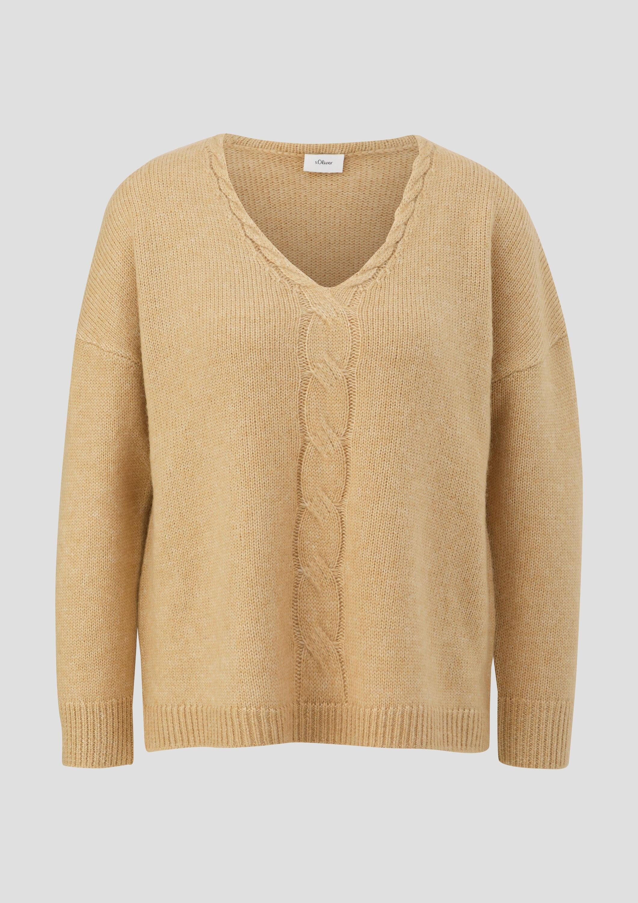 s.Oliver Longpullover Strickpullover Strickpullover mit V-Ausschnitt