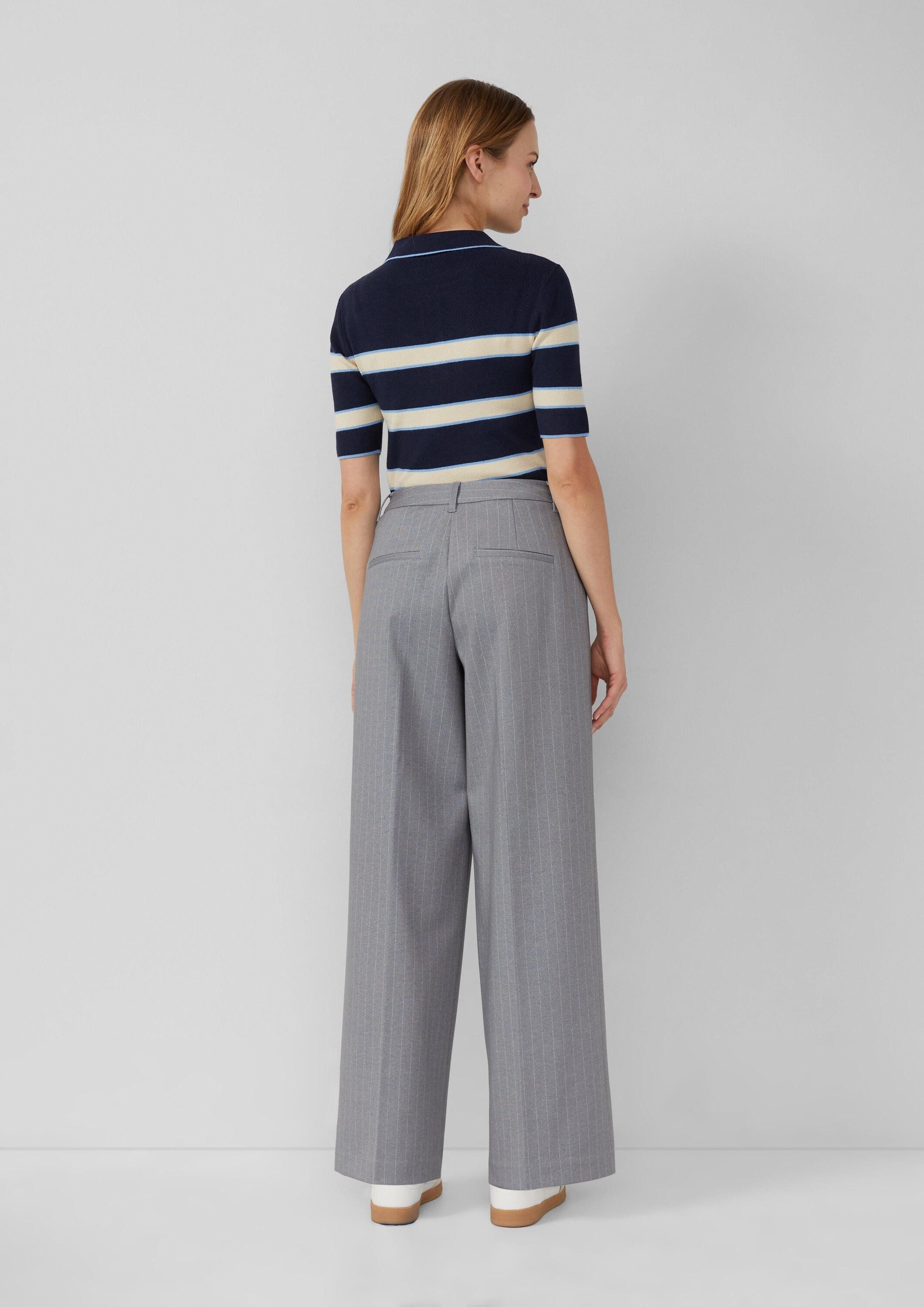 s.Oliver Chinos Hose Hose aus Interlockjersey mit Wide Leg und Nadelstreifen