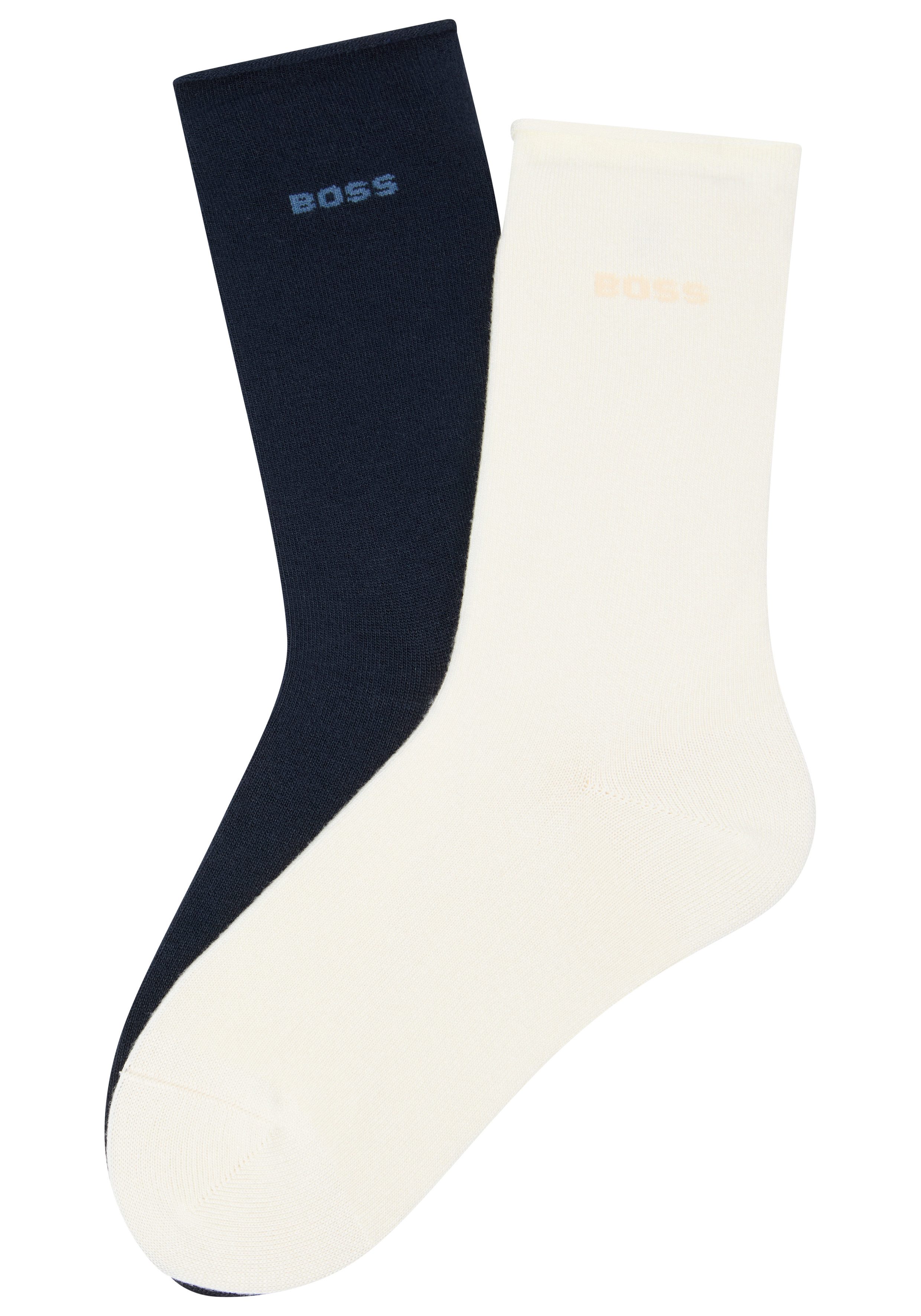 BOSS Socken (2-Paar) mittelhoch, verstärkte Zehen- und Fersenpartie