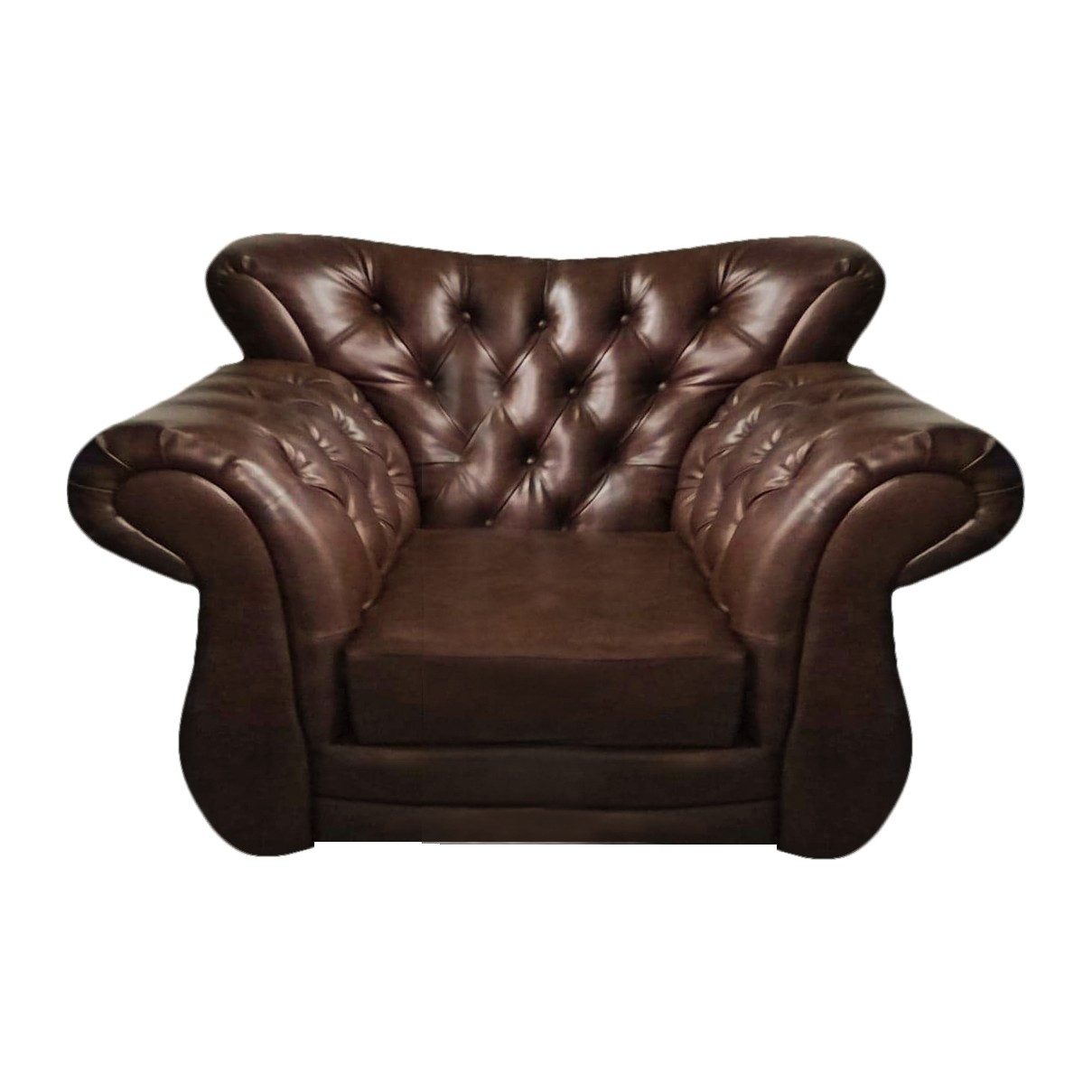 JVmoebel Chesterfield-Sessel Eleganter Sessel aus Kunstleder in Braun mit Komfortpolsterung (Packung, 1-St., 1x Sessel), Made in Europa