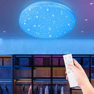 Bettizia LED Deckenleuchte 24W Deckenleuchte Sternenhimmel Badezimmerlampe Energiesparlampen RGB