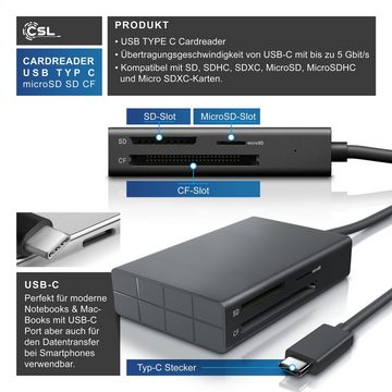 CSL USB-Adapter, Kartenlesegerät inkl. USB Kabel 3 in 1 Kartenleser mit USB 3.2