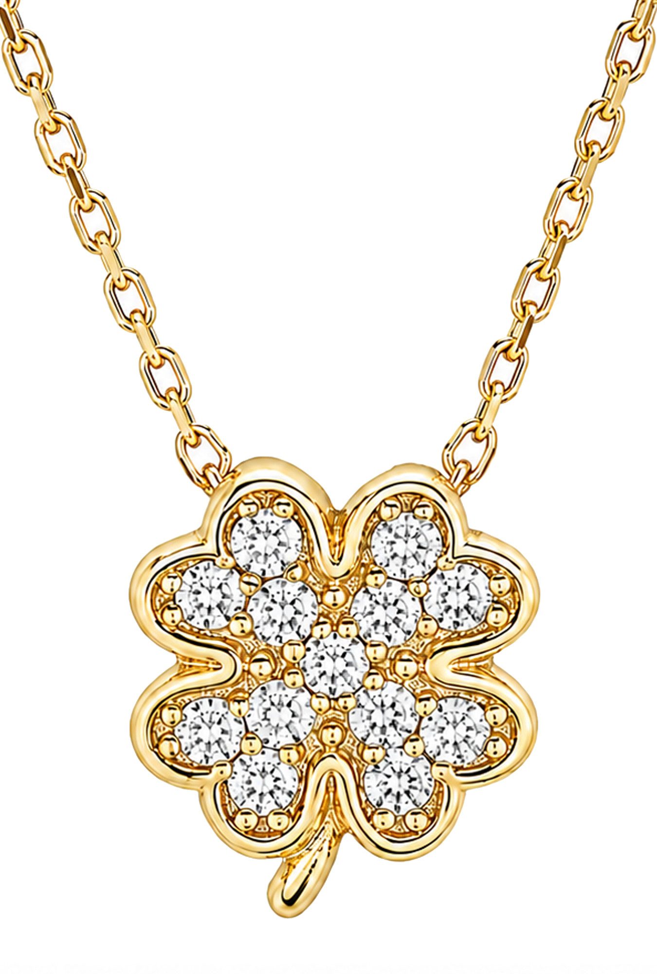 Limana Collier gold Kleeblatt Damen Kette Glücksbringer 925 Sterling Silber Geschenk (Freundin Mama Ehefrau Mutter Schmuck inkl. Dose), Geburtstag Weihnachten Muttertag Valentinstag Hochzeitstag Jahrestag