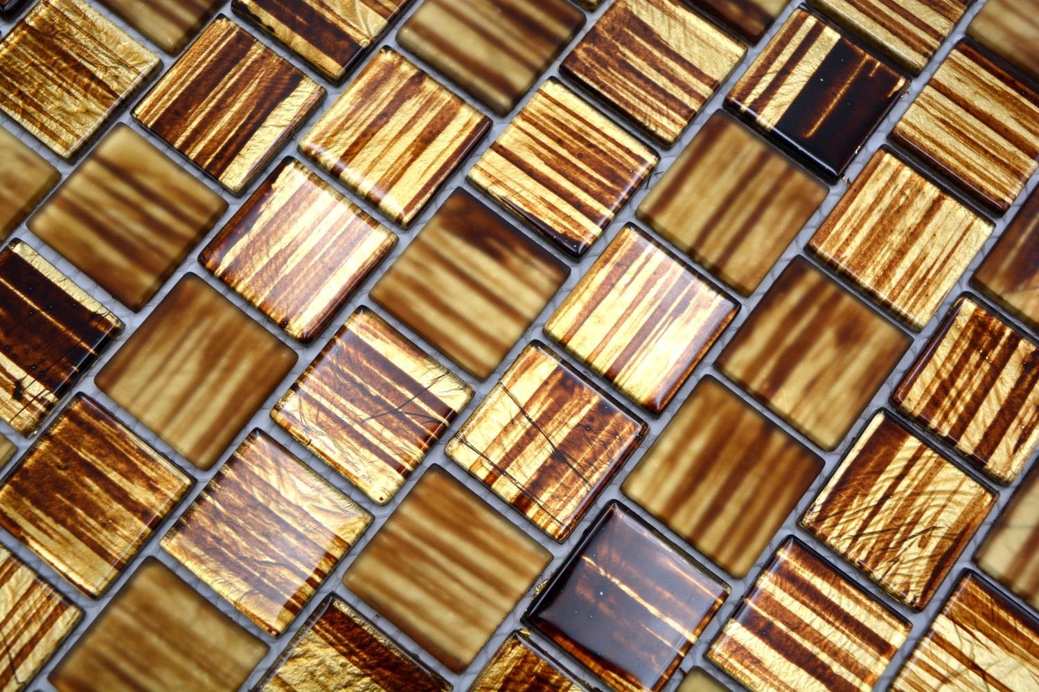 / Mosaikfliesen glänzend Matten 10 braun Mosaikfliesen Glasmosaik Mosani Crystal