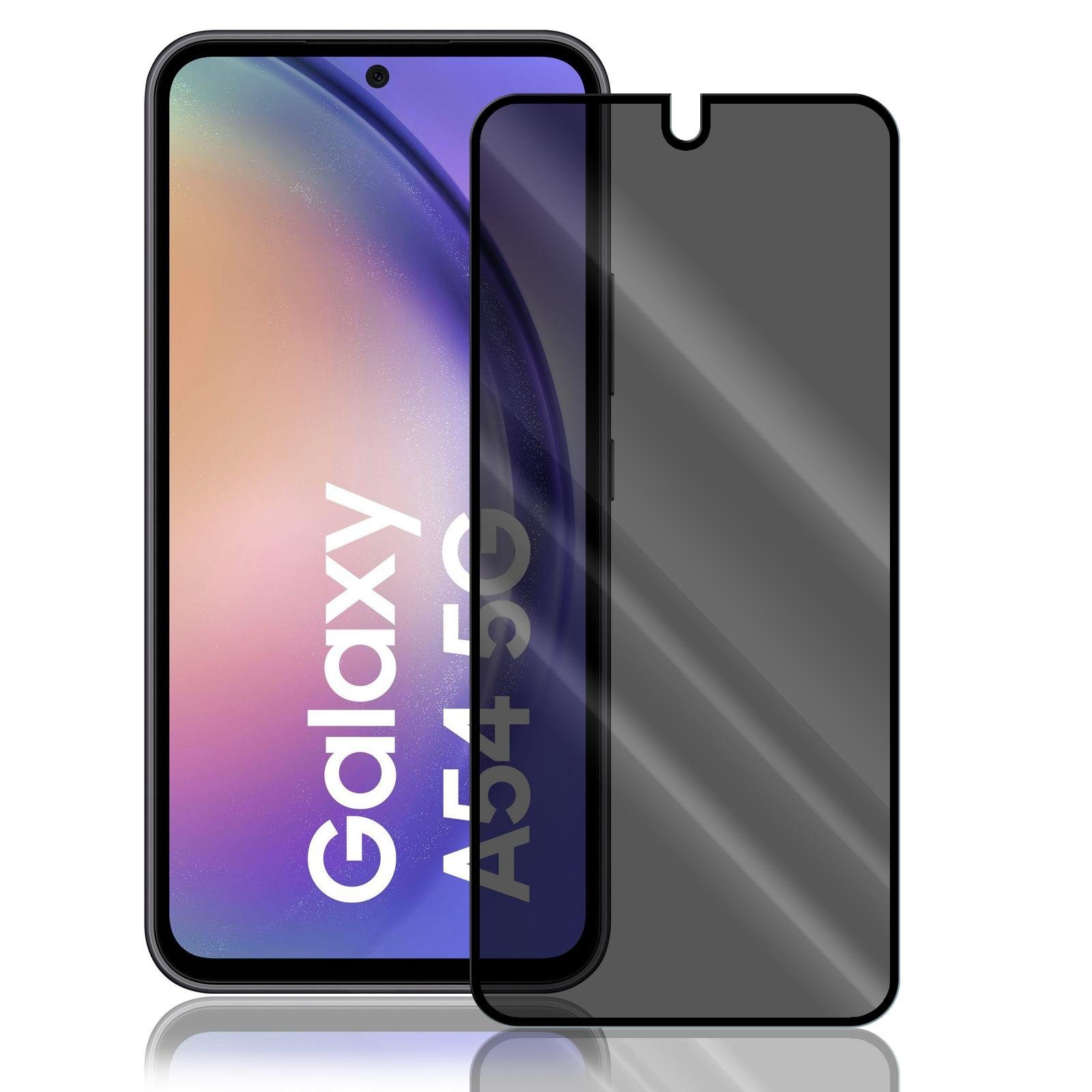 Numerva Schutzfolie Panzer Folie Echt Glas Folie für Samsung Galaxy A54 5G, (1x Schutzfolie 2x Reinigungstücher), Anti Spy Schutzfolie Blickschutz Glasfolie Sichtschutzfolie