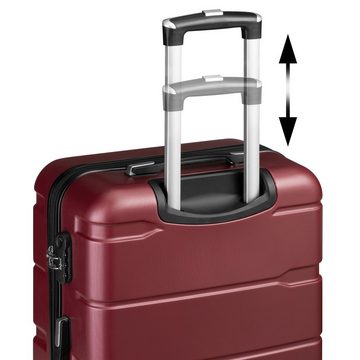 Zelsius Kofferset Koffer Set 3 Stück, Rot, ABS Hartschalenkoffer mit Zahlenschloss, 4 Rollen, (Set, Set aus drei Koffern)