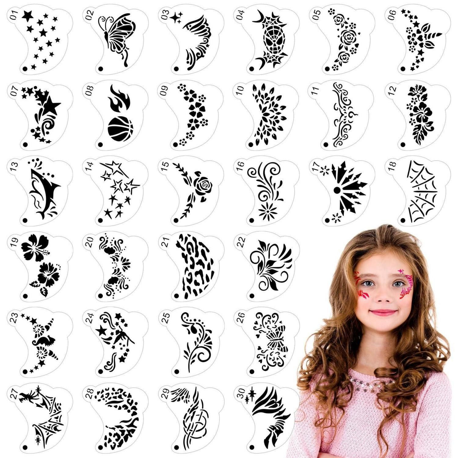 LuxusKollektion Kindertattoo Schablonen Schmink-Tattoo 30Stk Kinder Erwachsene