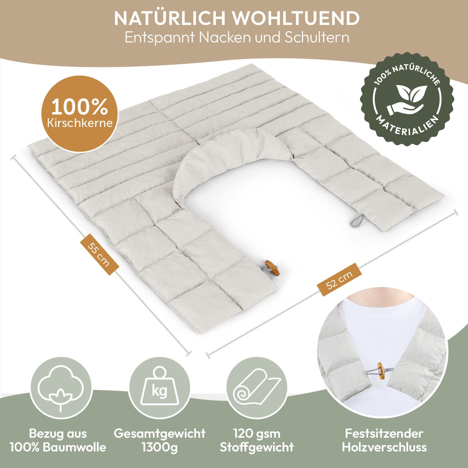 Blumtal Kirschkernkissen Nacken Schulter gegen Nackenschmerzen für die Mikrowelle