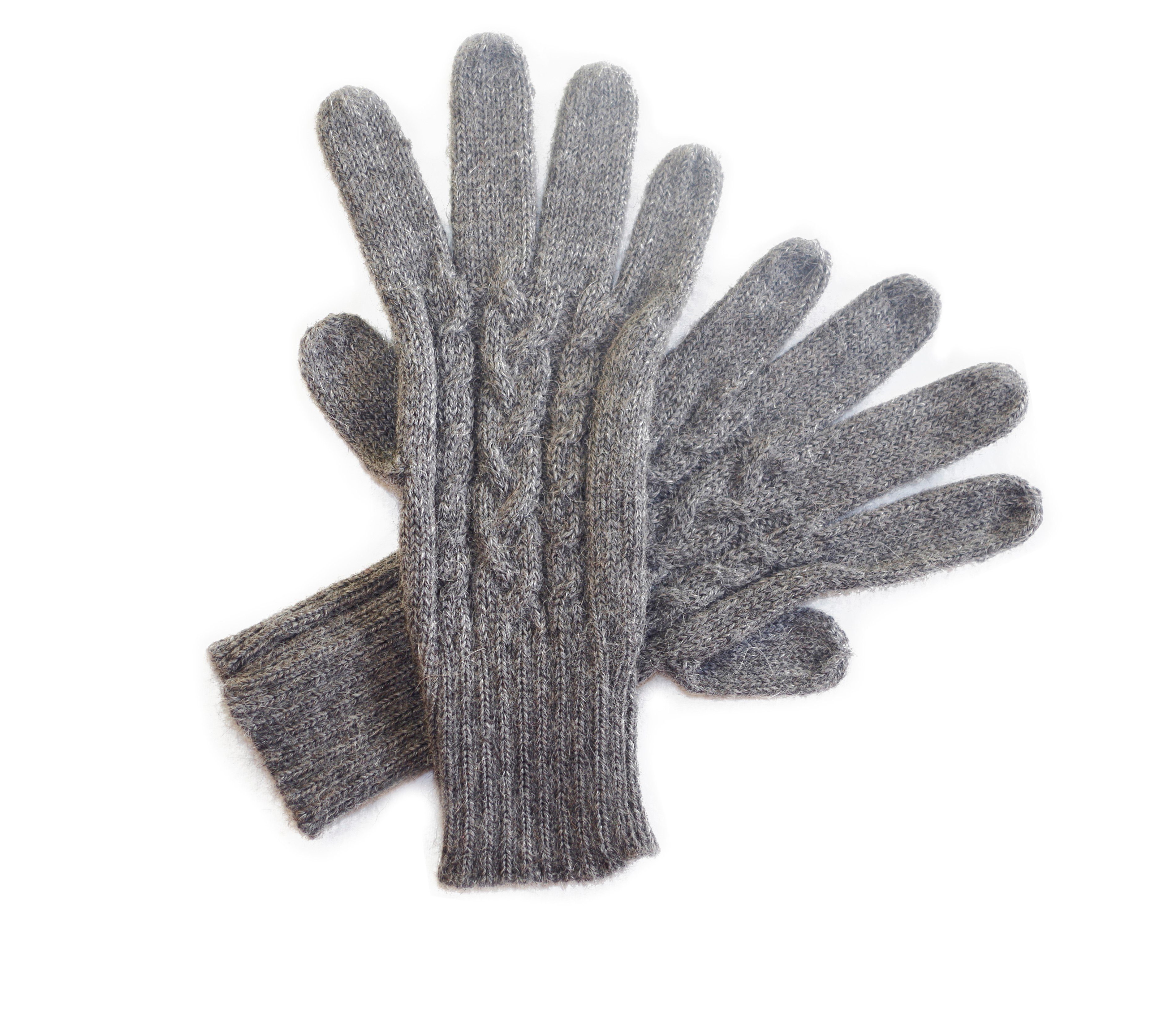 aus Posh Guantibrada Fingerhandschuhe Gear 100% Strickhandschuhe grau Alpakawolle Alpaka