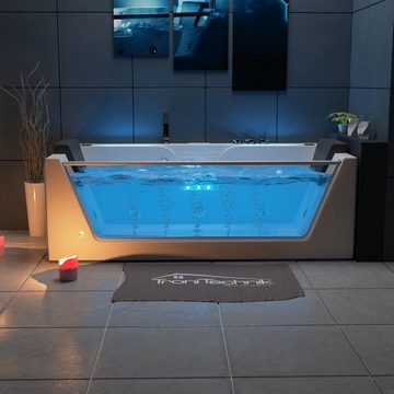 TroniTechnik Whirlpool KOS2, 179x85cm,mit Airpoolpumpe, Heizung, Whirlpooldüsen, 1-2 Personen, (mit Unterwasser LED und Radio, inkl. Zubehör, 10 Airpooljets, 4 Whirlpooljets, inkl. Spülfunktion des Rohrsystems), Premium Whirlpoolpumpe, Unterwasser LED, Massagedüsen