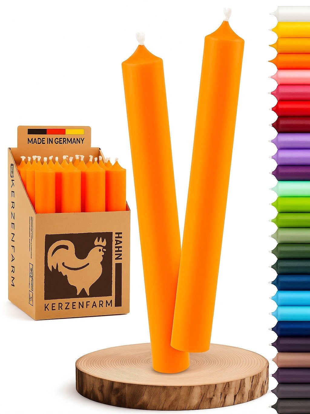 Hahn Kerzenfarm Spitzkerze Otto Kerzen-Set 10 Stück Stabkerzen orange