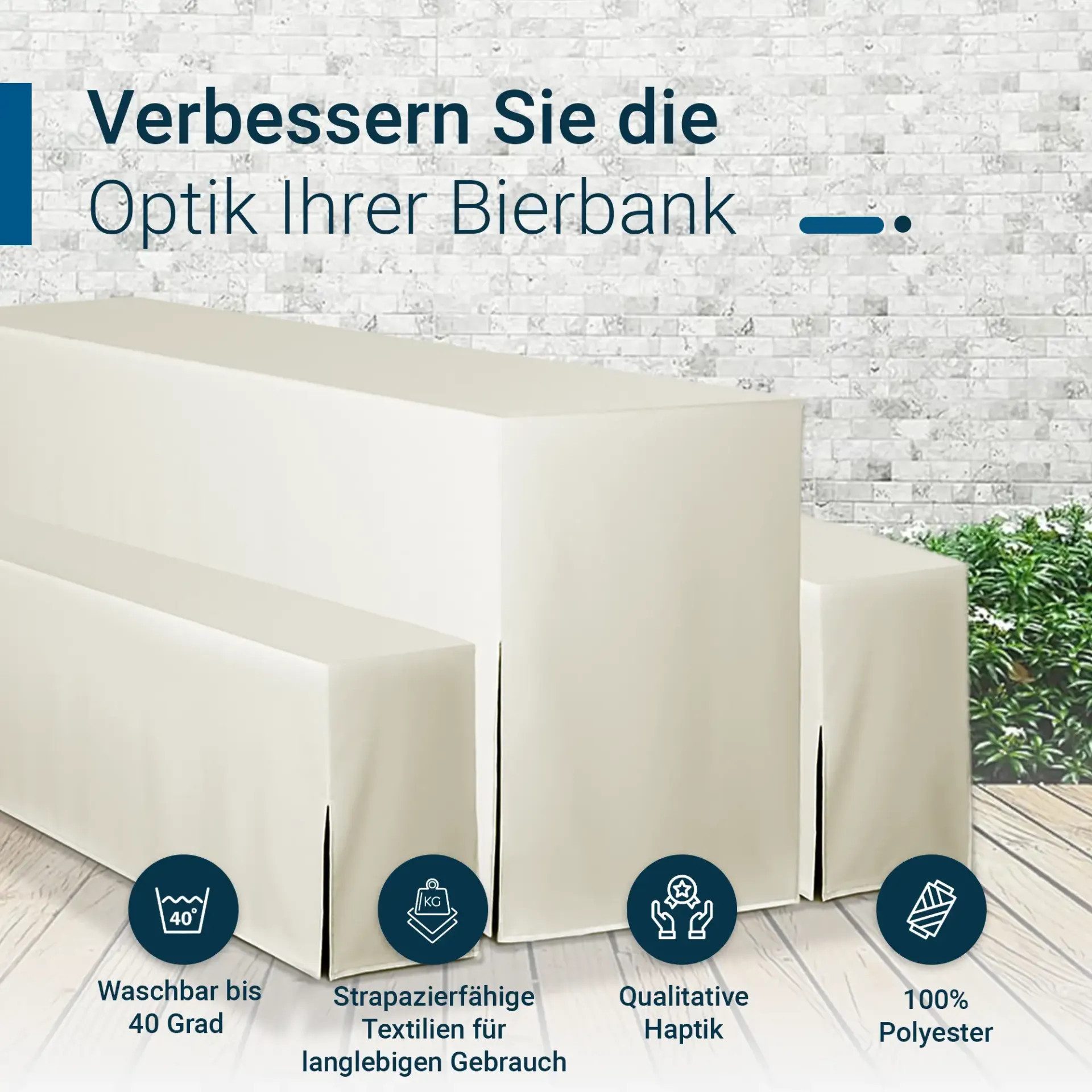 TexDeko Biertischhusse Biertischhussen Premium für Bierzeltgarnituren (nur Tisch), Länge & Breite: Nach Wahl, blickdicht & pflegeleicht – Bild 3 von 5