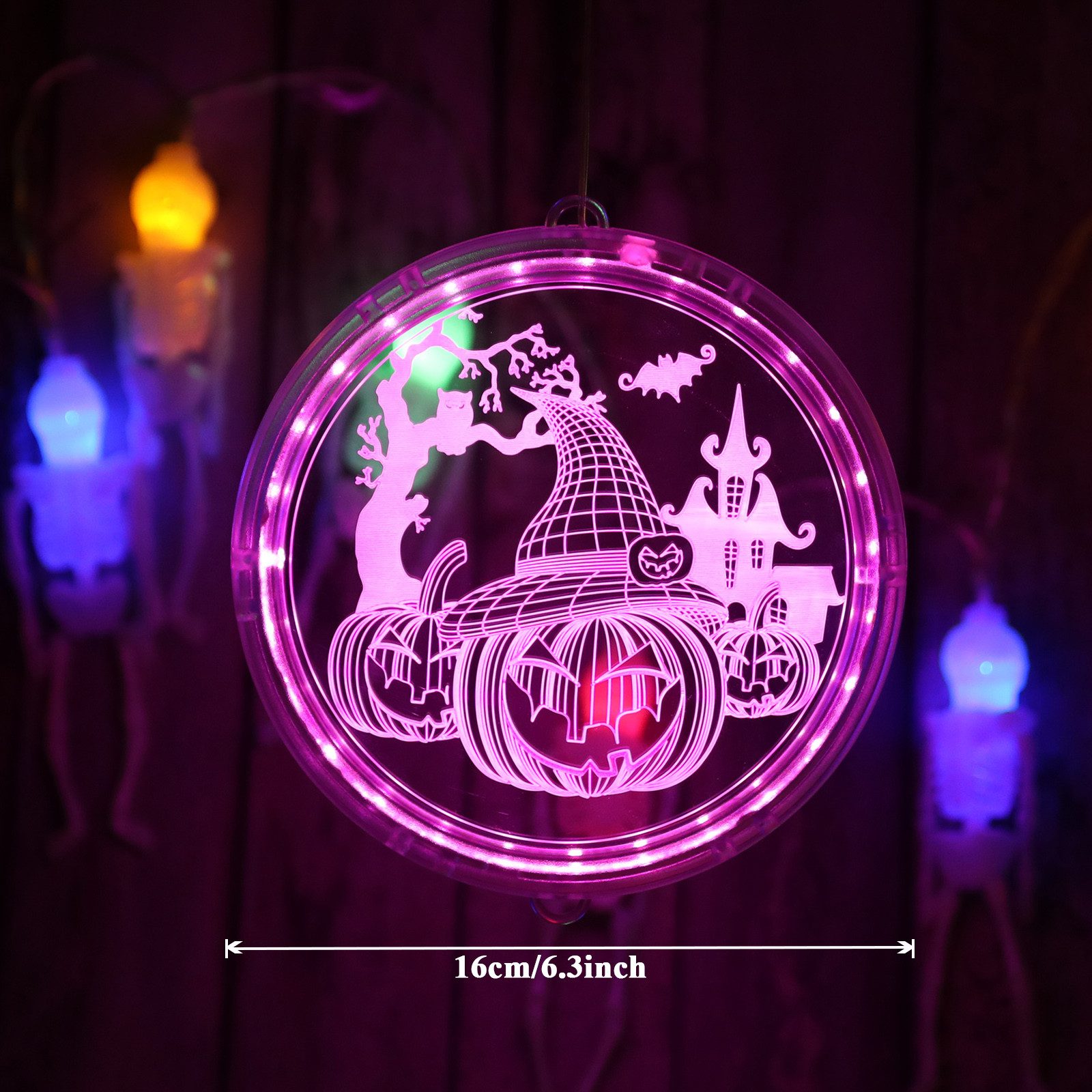 Sunicol LED-Dekofigur Halloween-Fensterlichter mit Saugnapf, Batterie, 3D S günstig online kaufen