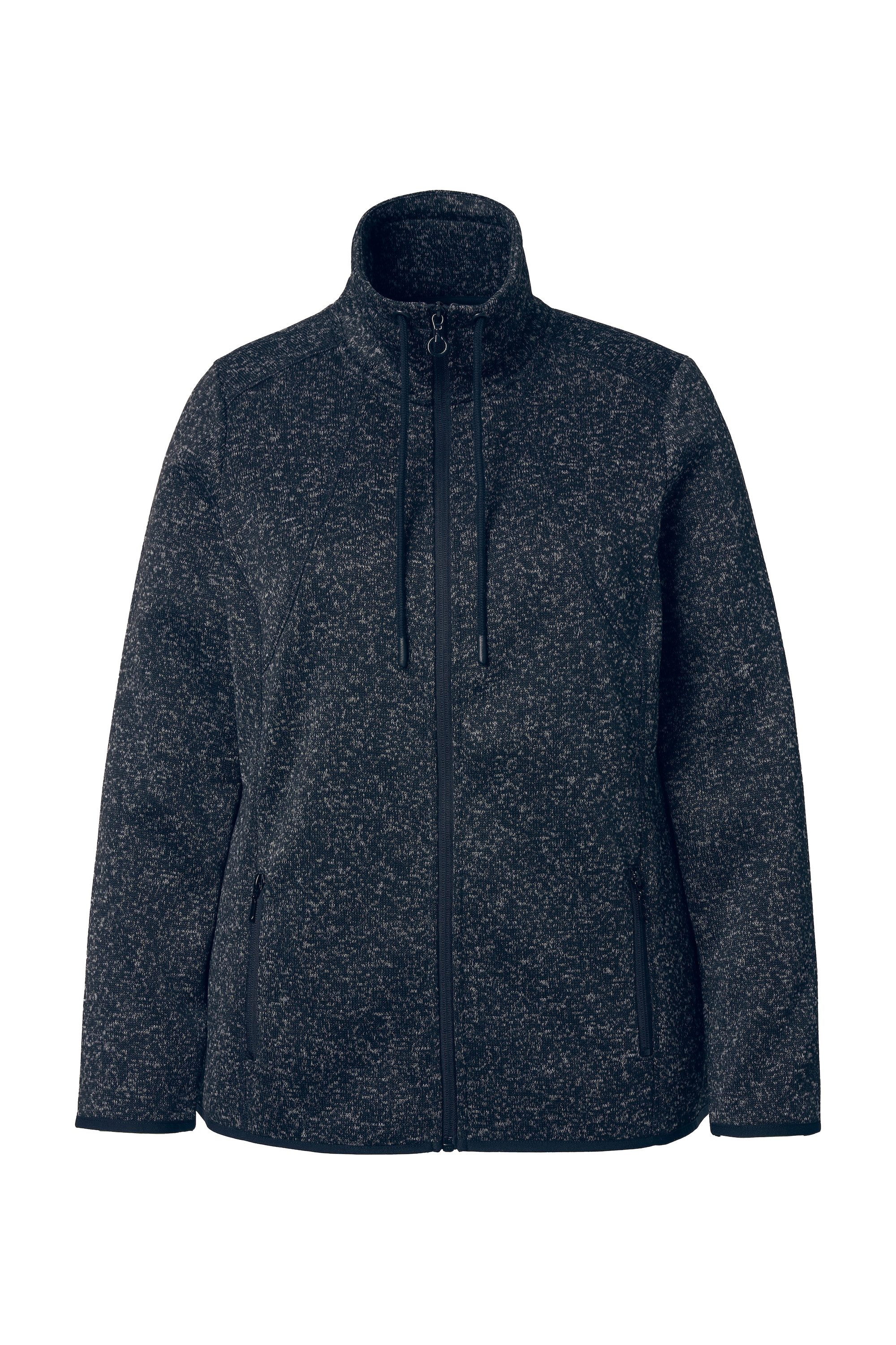 Ulla Popken Sweatjacke Strickfleece-Jacke Stehkragen Zipptaschen