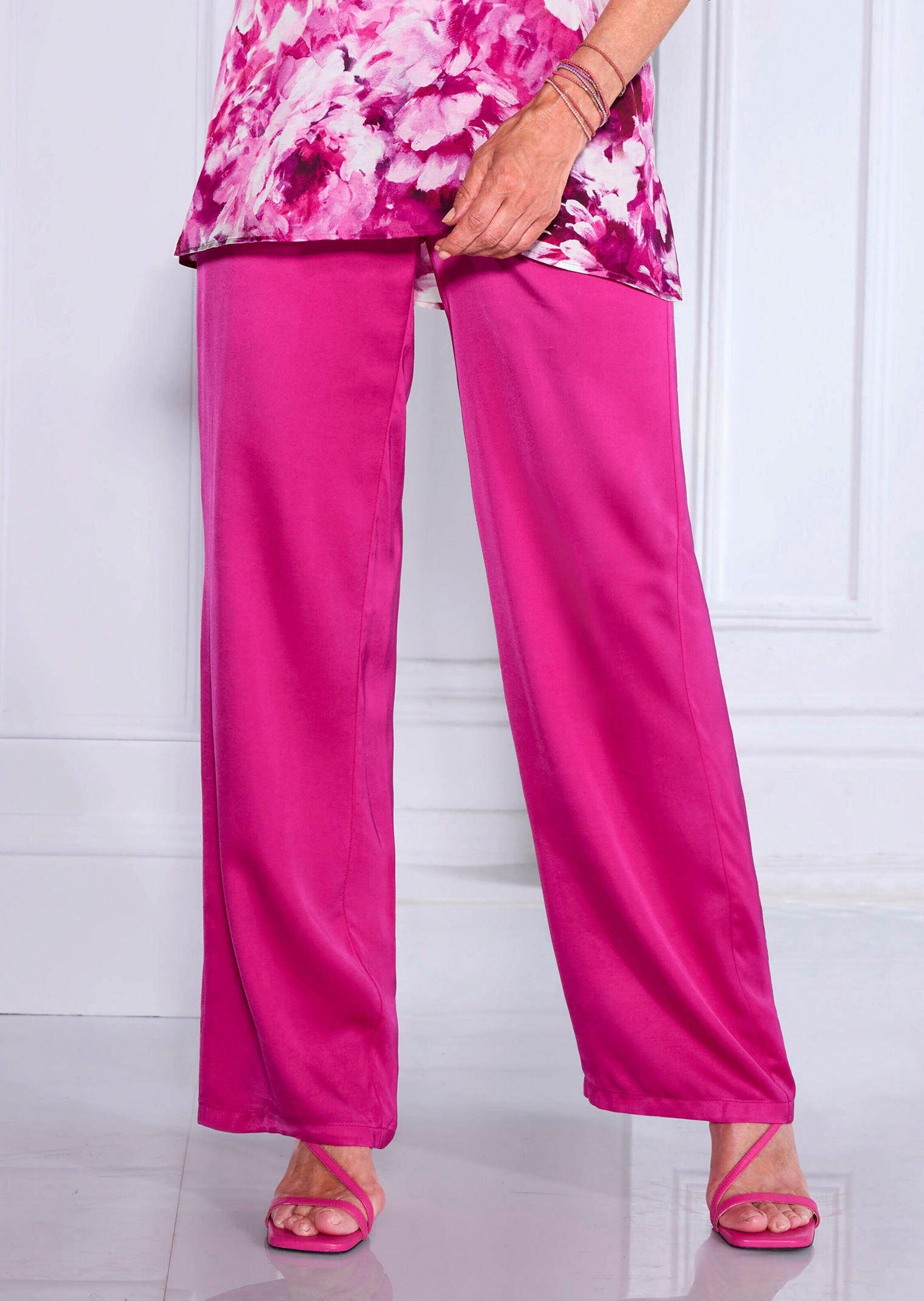 GOLDNER Schlupfhose Satinhose VERA mit weitem Bein Glänzender Viskose-Satin mit Dehnbund, Taschen und weitem Bein