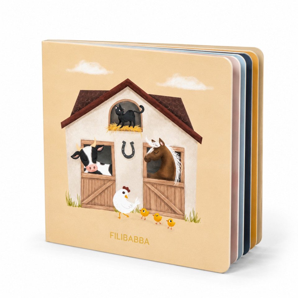FILIBABBA Lernspielzeug Filibabba Bilderbuch – Bauernhof & Zahlen lernen bis 10, ab 12 Monaten (Lernbuch, Kinderbuch), Papier