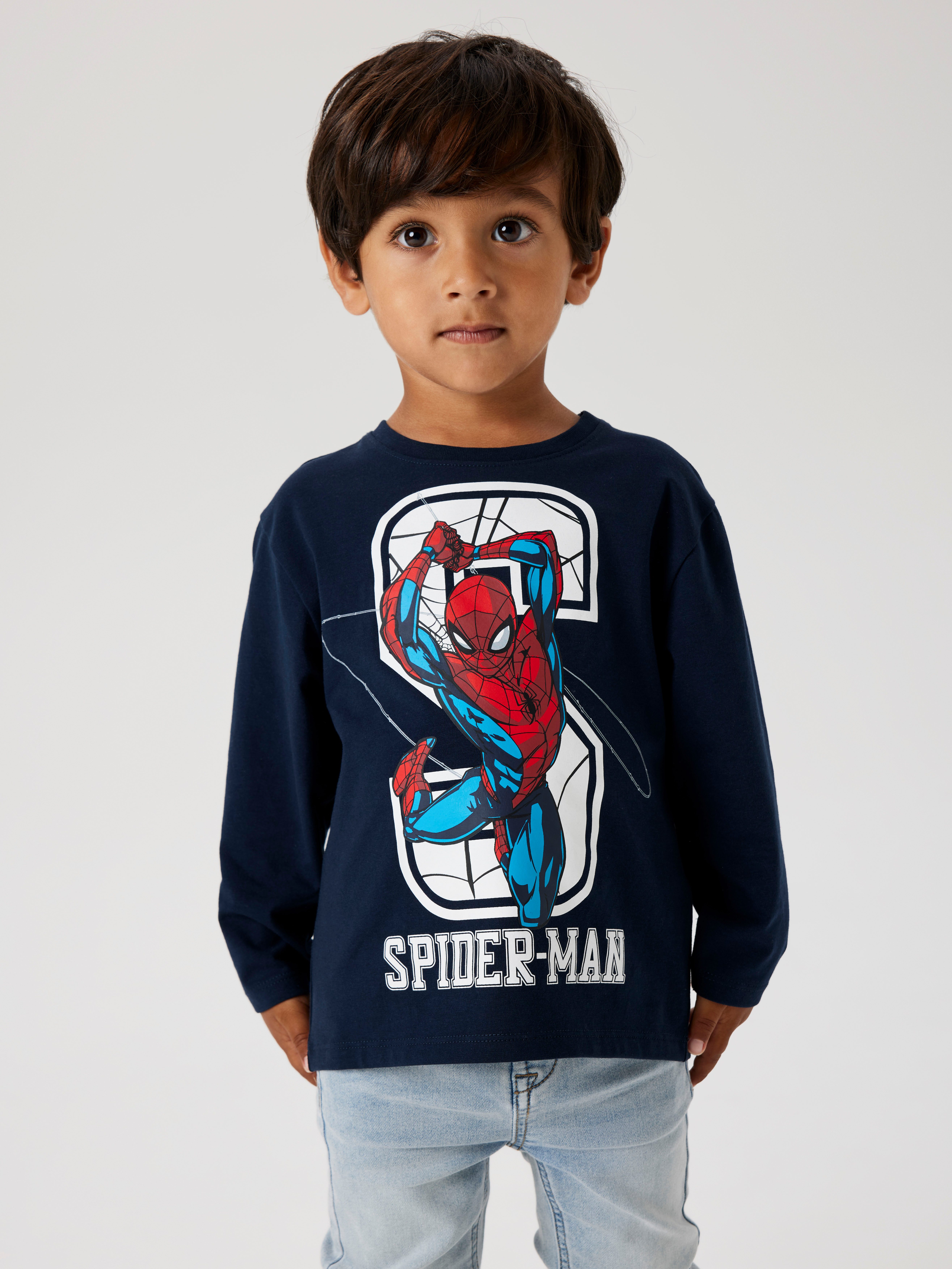 Name It Langarmshirt NMMNITIN SPIDER NREG LS TOP NOOS MAR mit großem Spiderman-Frontmotiv