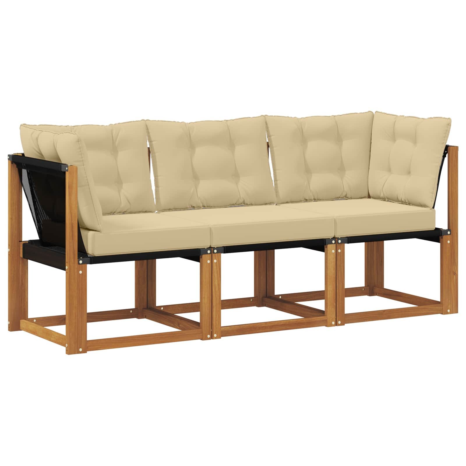 vidaXL Sofaelement 3 stk. Outdoor Mittel- und Ecksofa Natur (3 St)