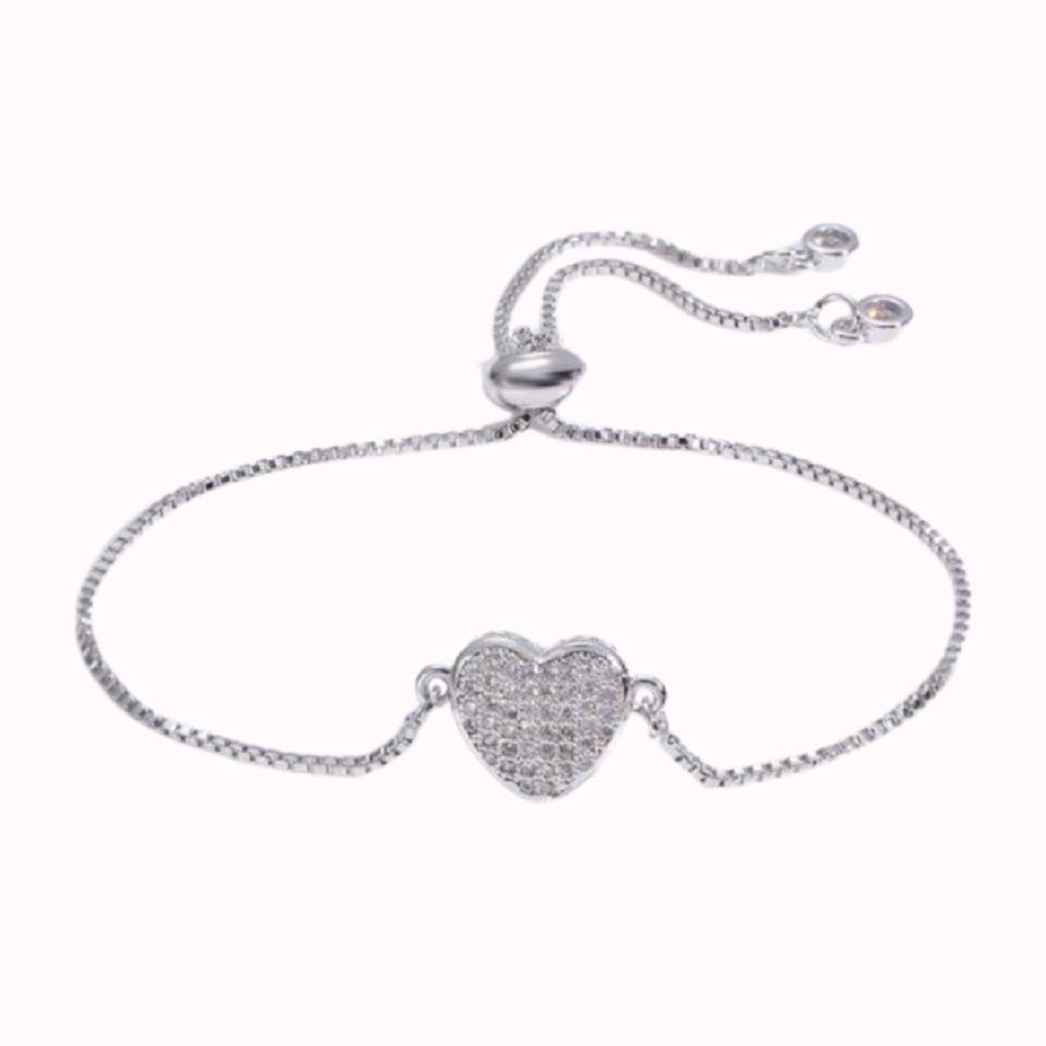 ENGELSINN Armband Schmuck Herz Kristall verstellbar in Silber inkl. Geschenkbox (1-tlg) | Armbänder