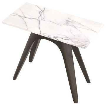 Casa Padrino Beistelltisch Luxus Beistelltisch Mokka / Weiß-Flieder 60 x 30 x H. 51 cm - Rechteckiger Mahagoni Tisch mit Marmorplatte - Möbel - Luxus Möbel